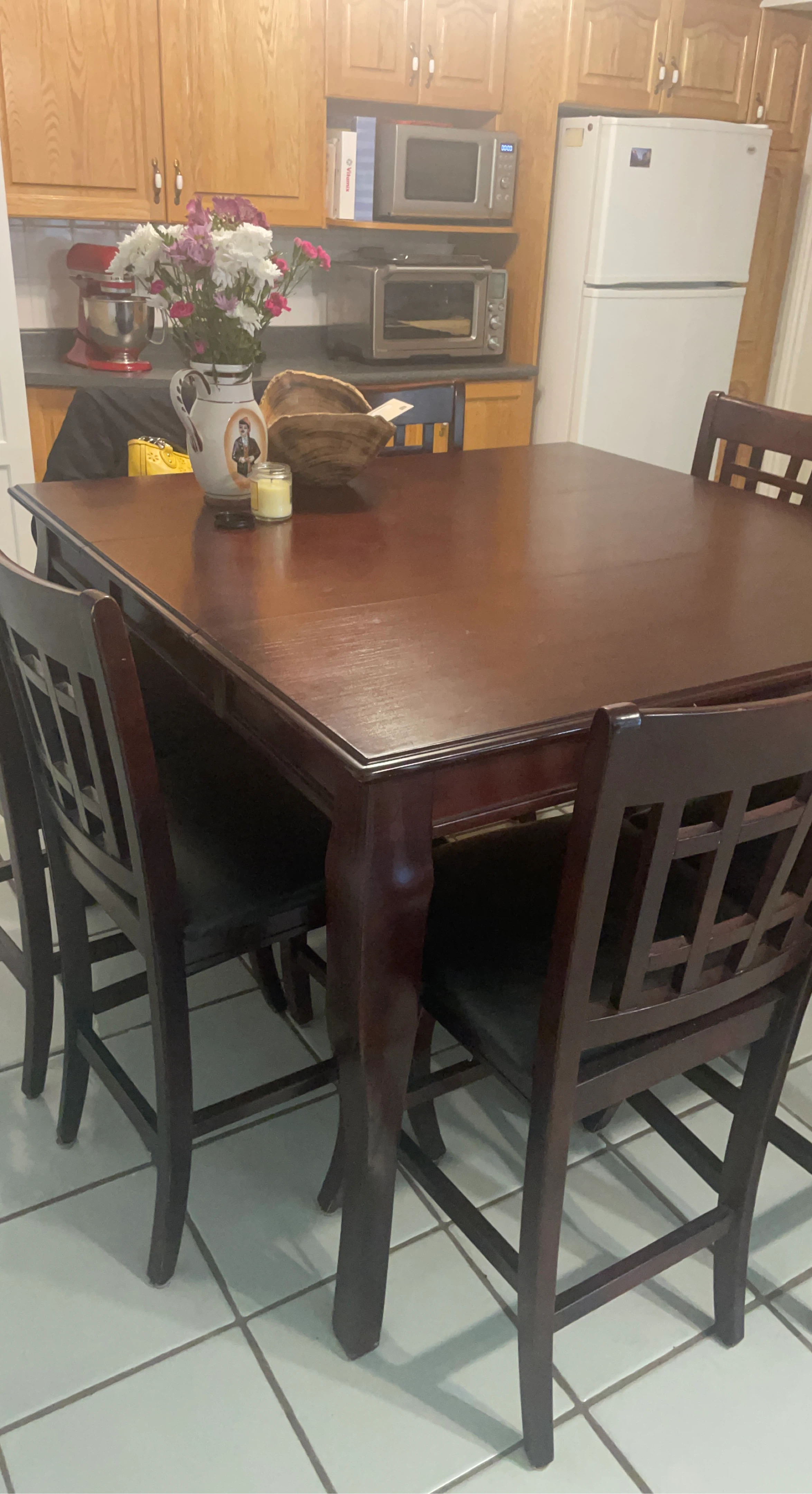 Dark Wood Dining Table and Chairs Set