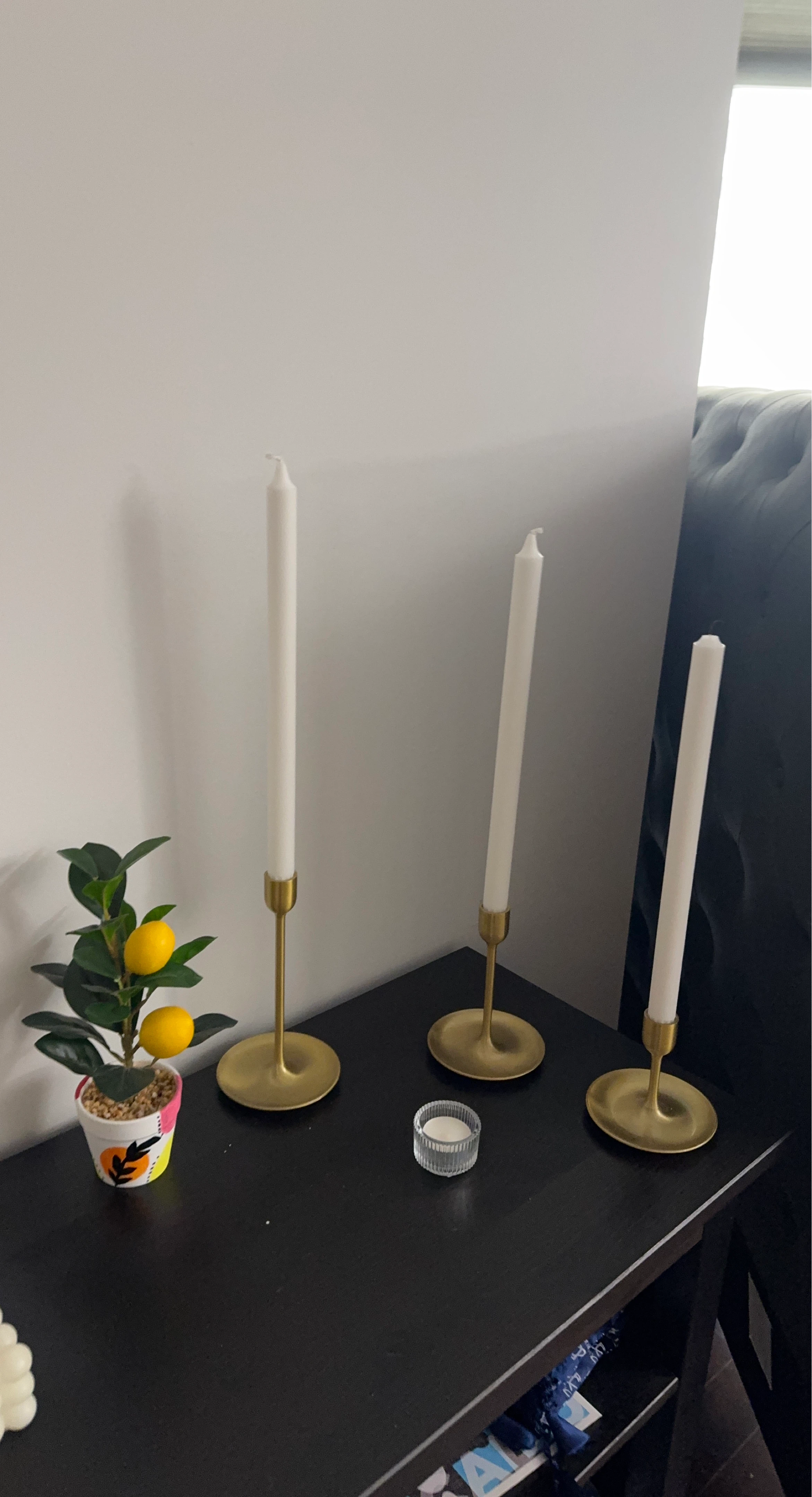 Gold Candlestick Holders, Tea Lights & Floral Vase Bundles Decor