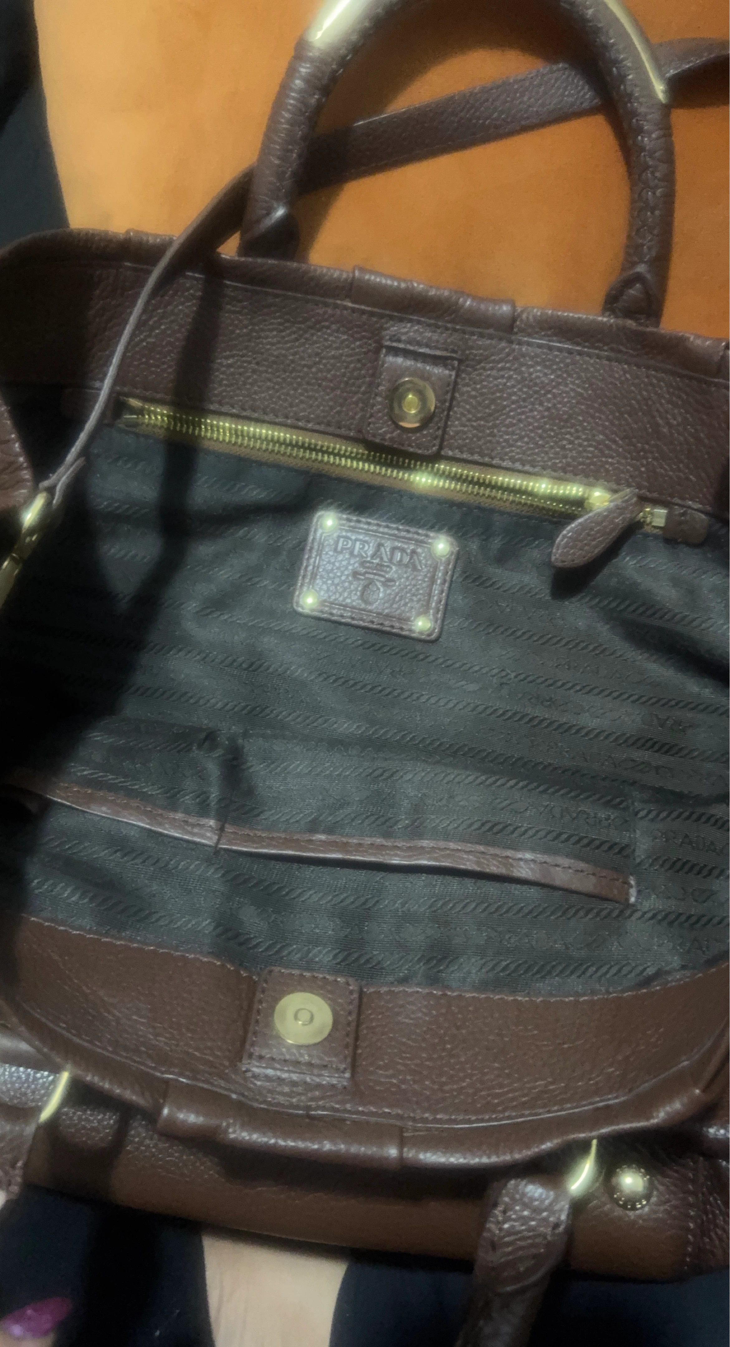 Brown Leather Prada Tote Bag