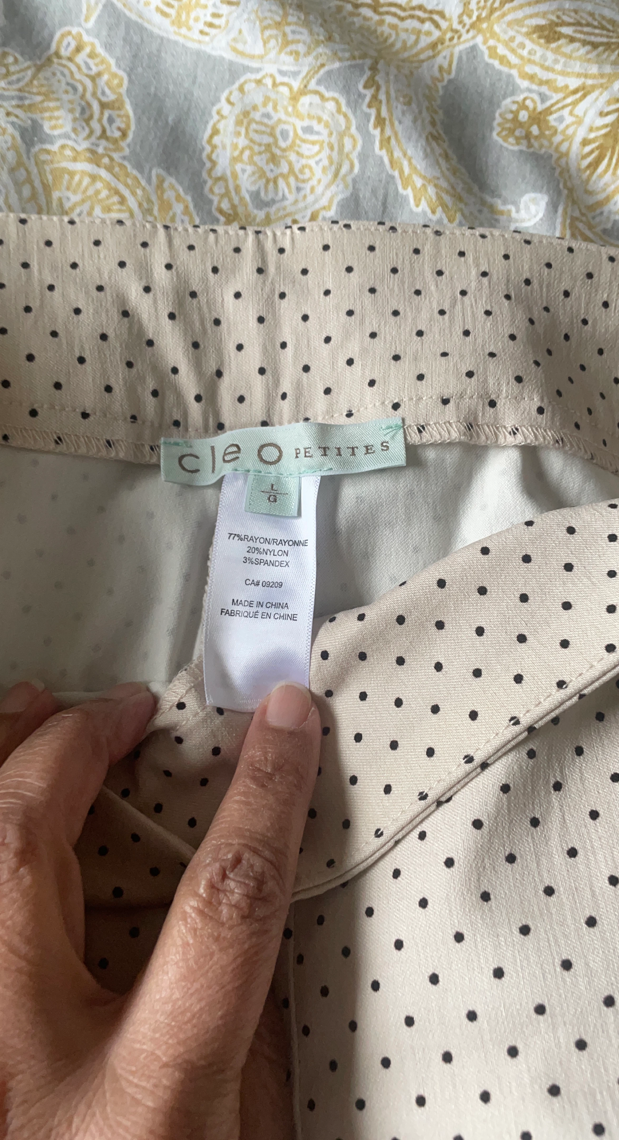 Cleo Petites Polka Dot Pants Size L