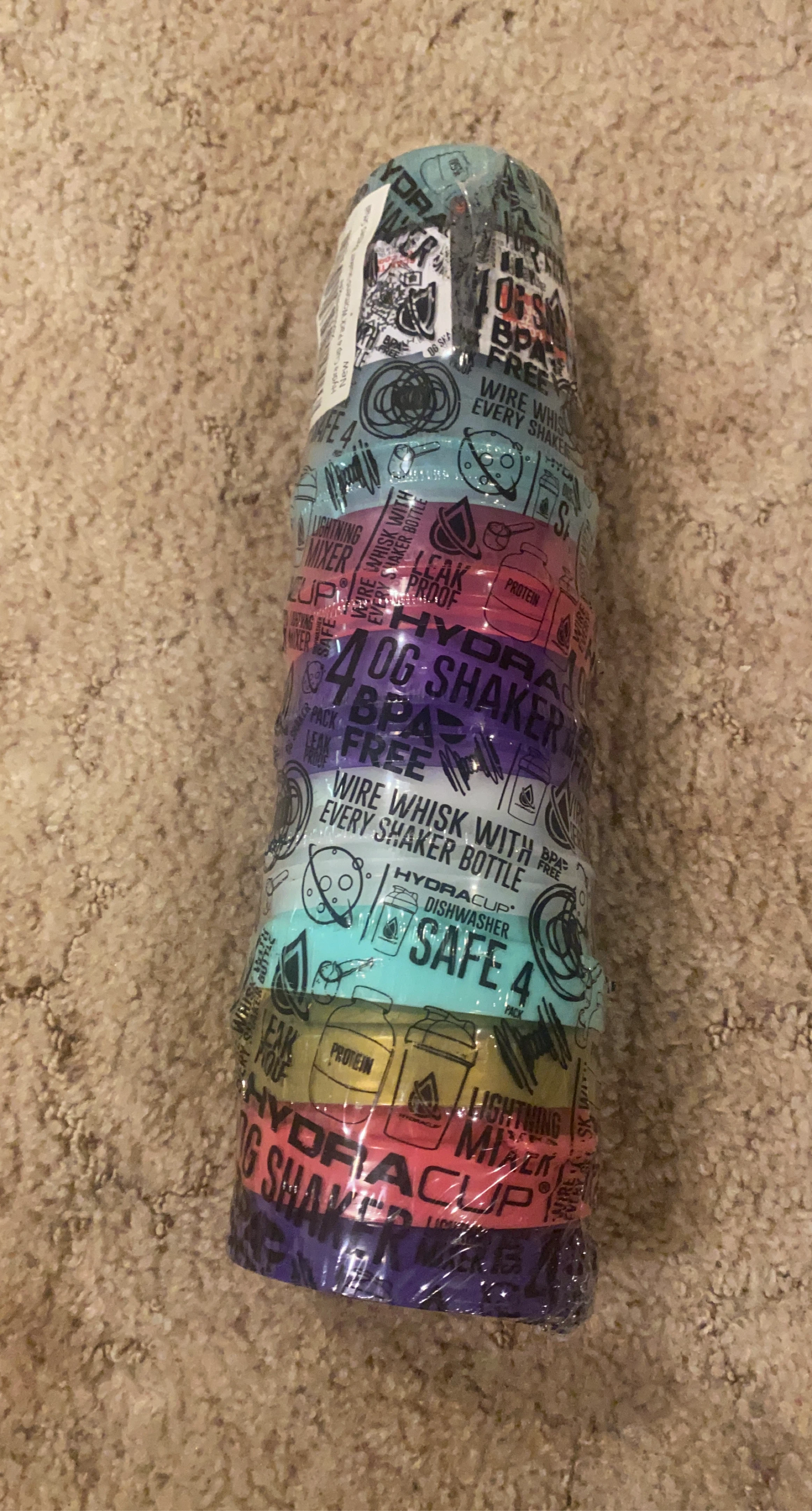 HydraCup Shaker Bottle 4 Pack - Assorted Colors