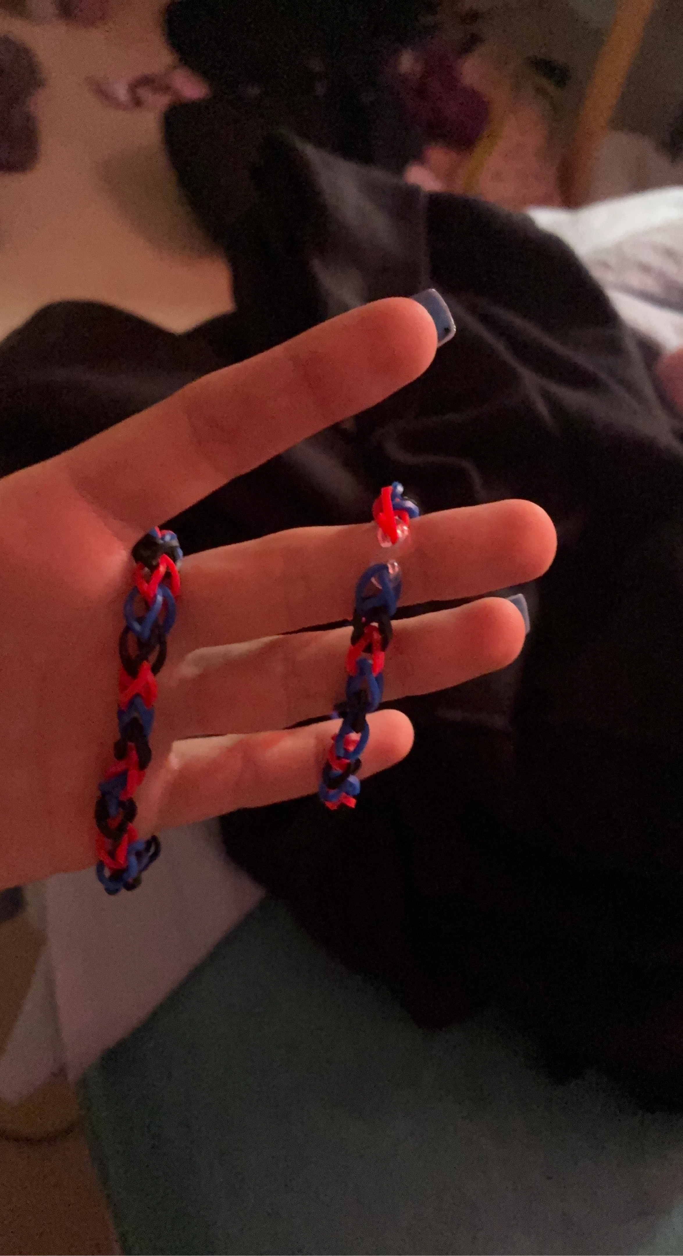 Red, Black & Blue Loom Bands Bracelets