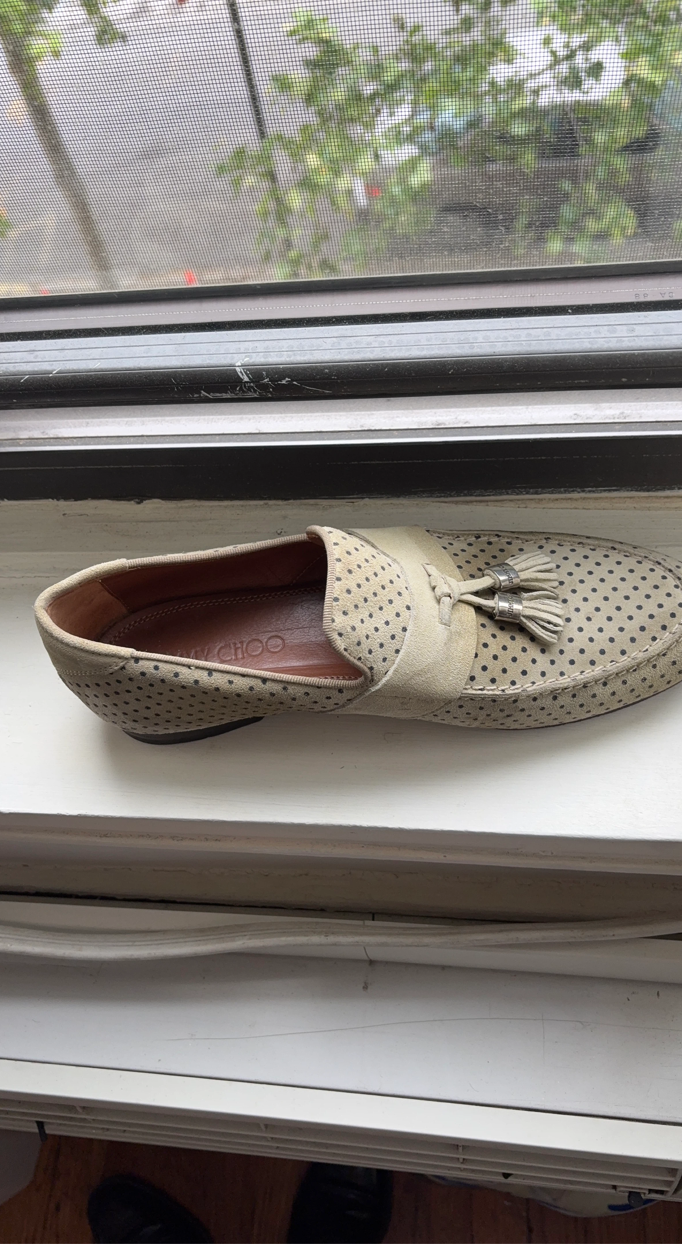Jimmy Choo Perforated Suede Tassel Loafers