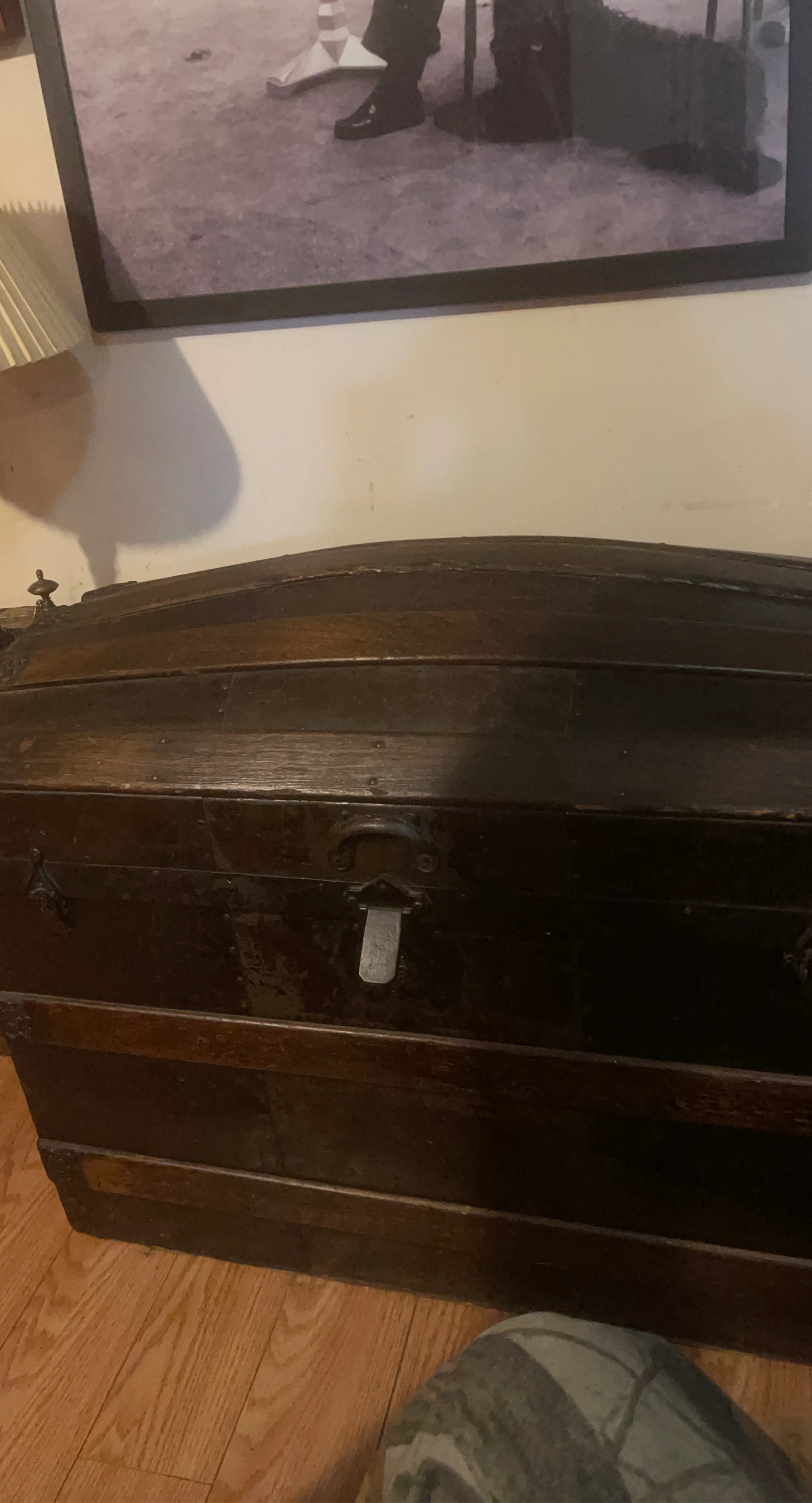 Vintage Dark Wood Steamer Trunk