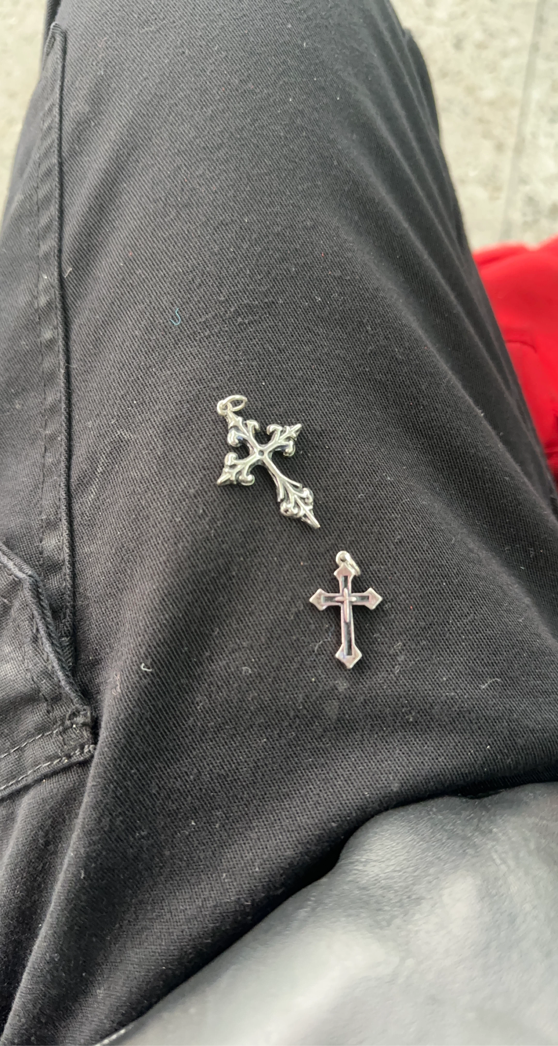 Lot of 2 Silver Tone Cross Charms