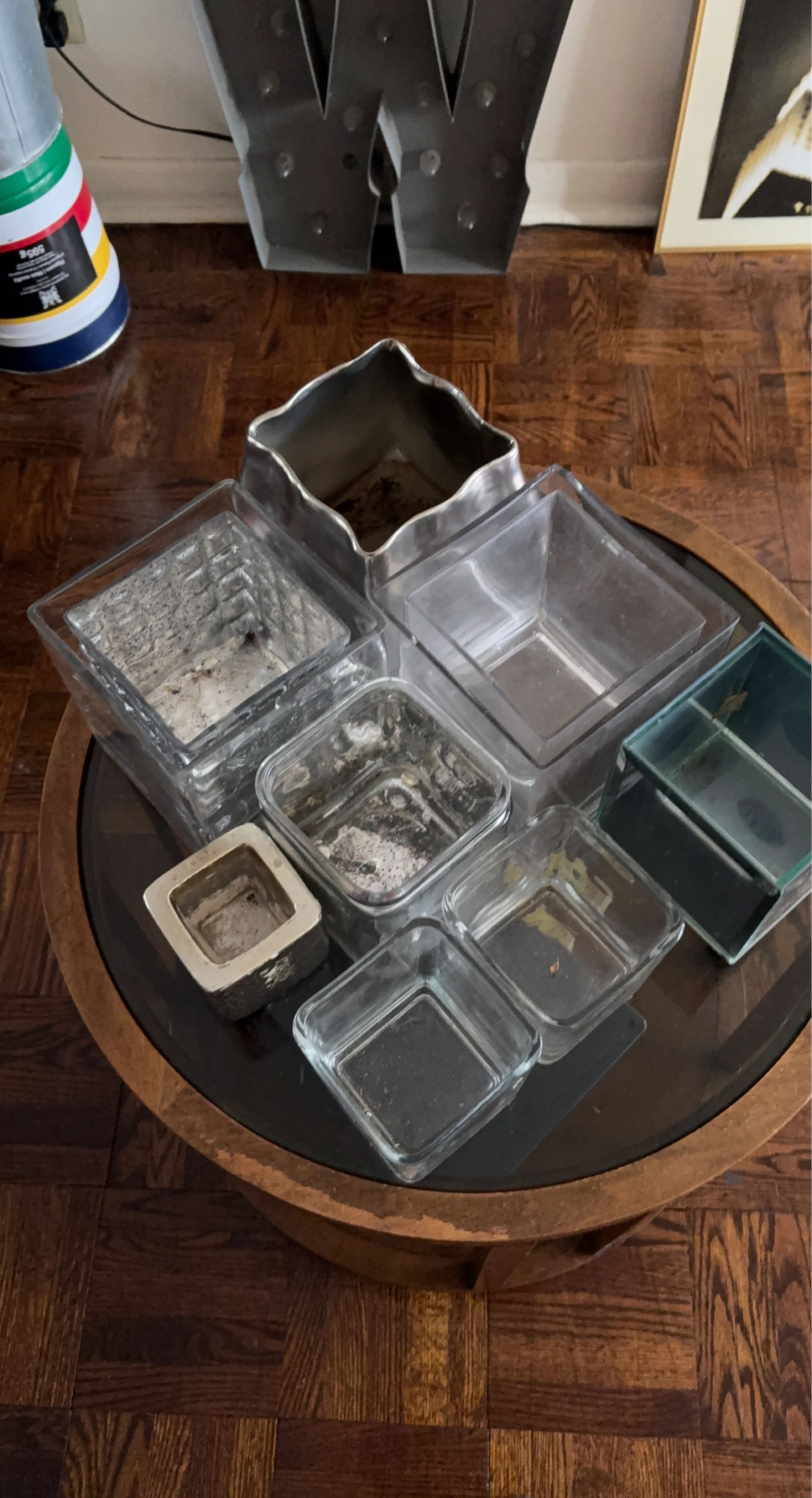Assorted Glass and Metal Square Planters and Vases - photo 2