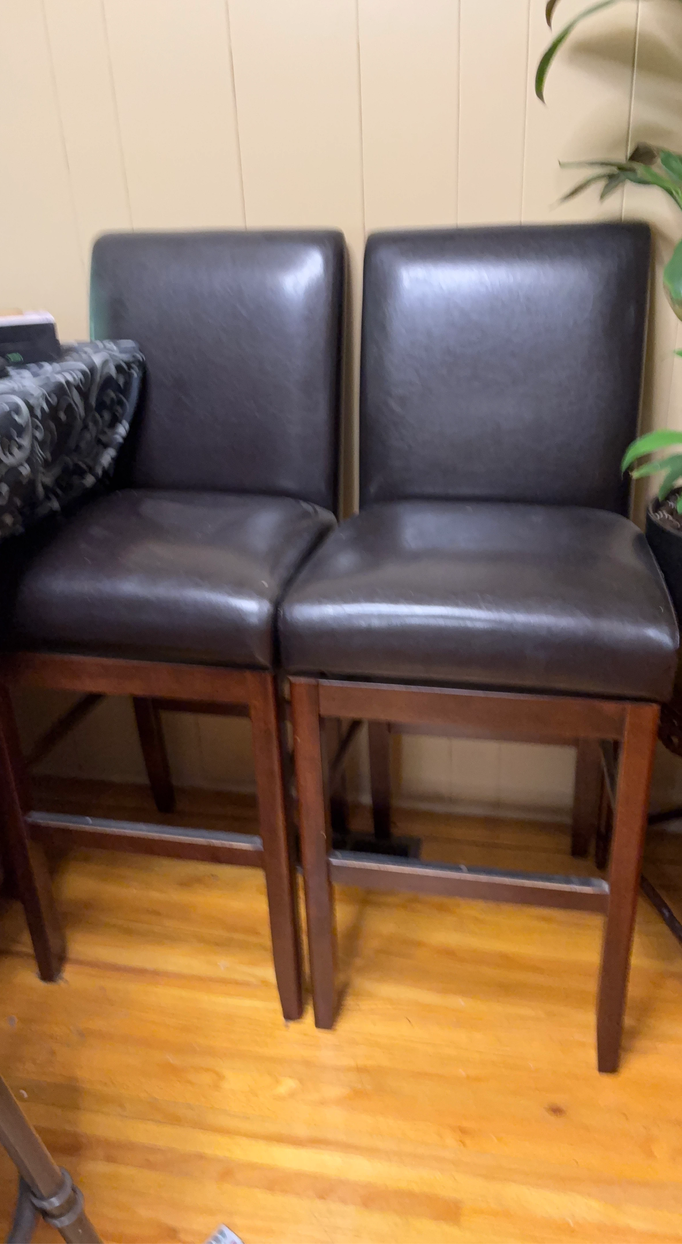4 Dark Brown Faux Leather Bar Stools