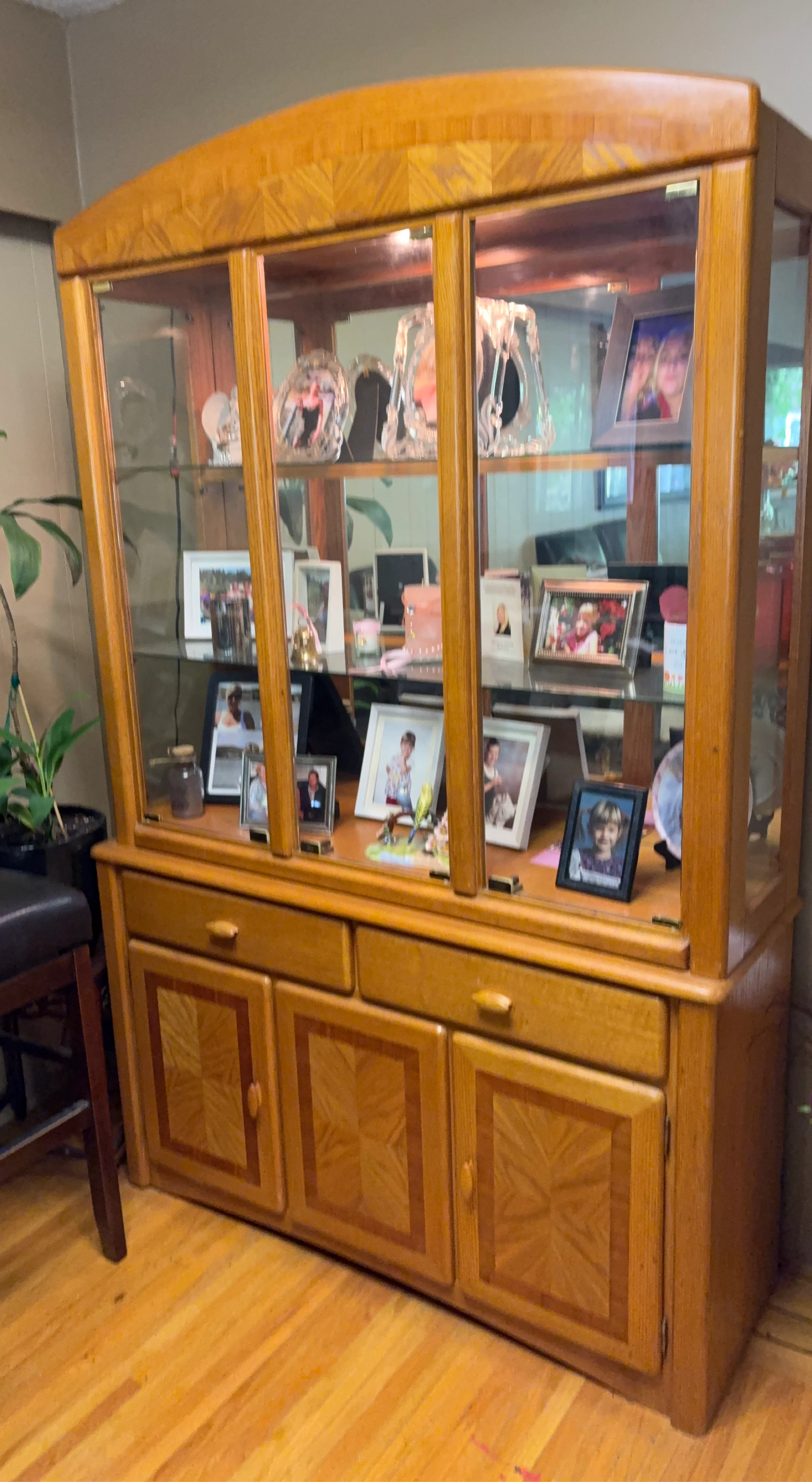 Wooden Curio Cabinet with Glass Doors