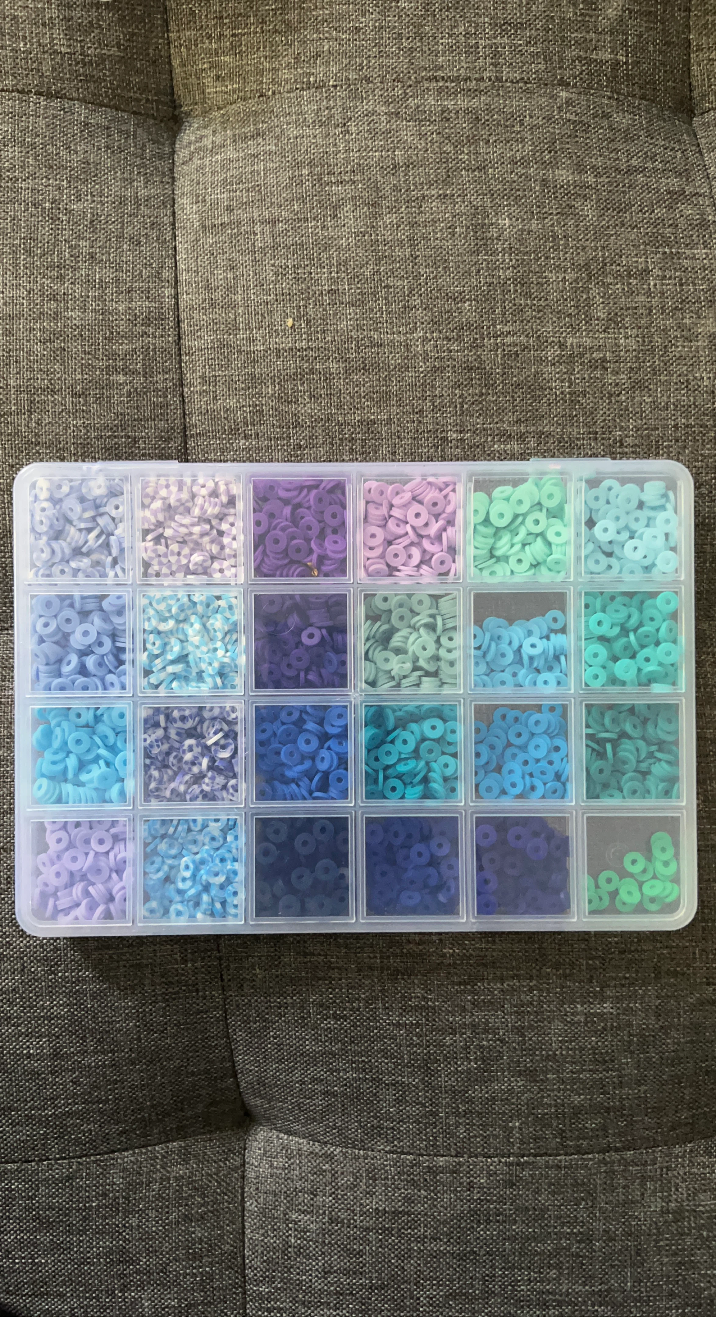 Assorted Colourful Polymer Clay Beads in Storage Box