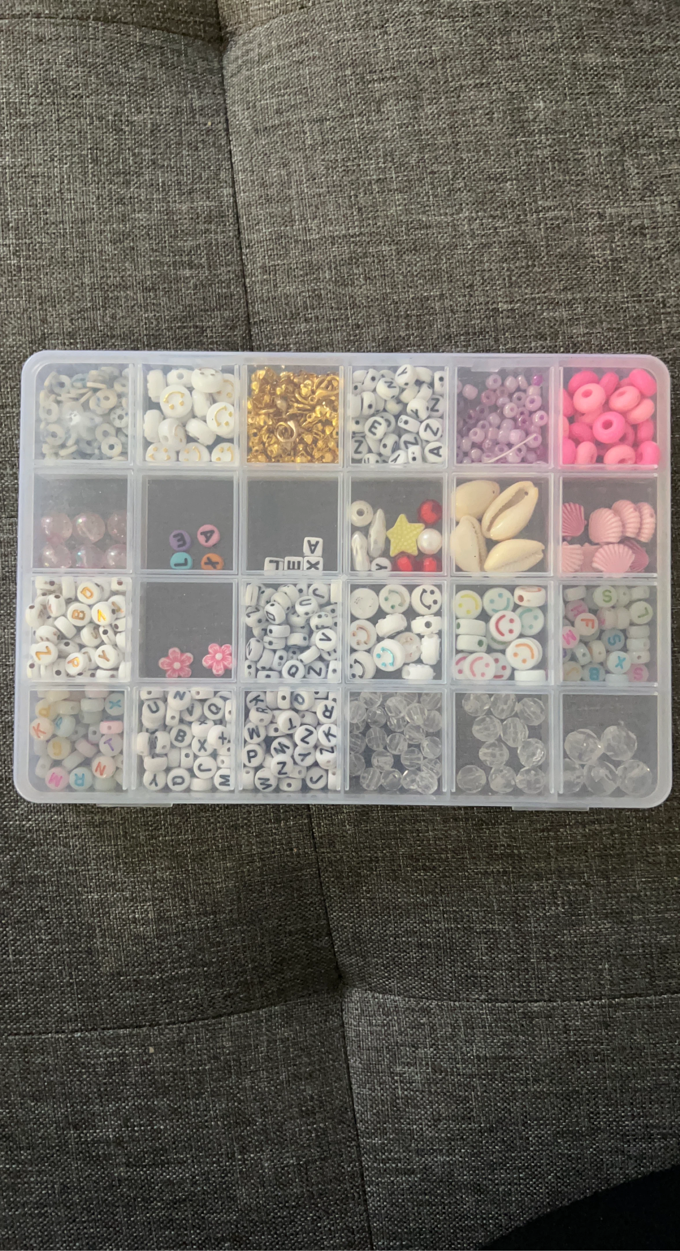Bead Crafting Kit with Alphabet, Smiley Face, and Shell Beads