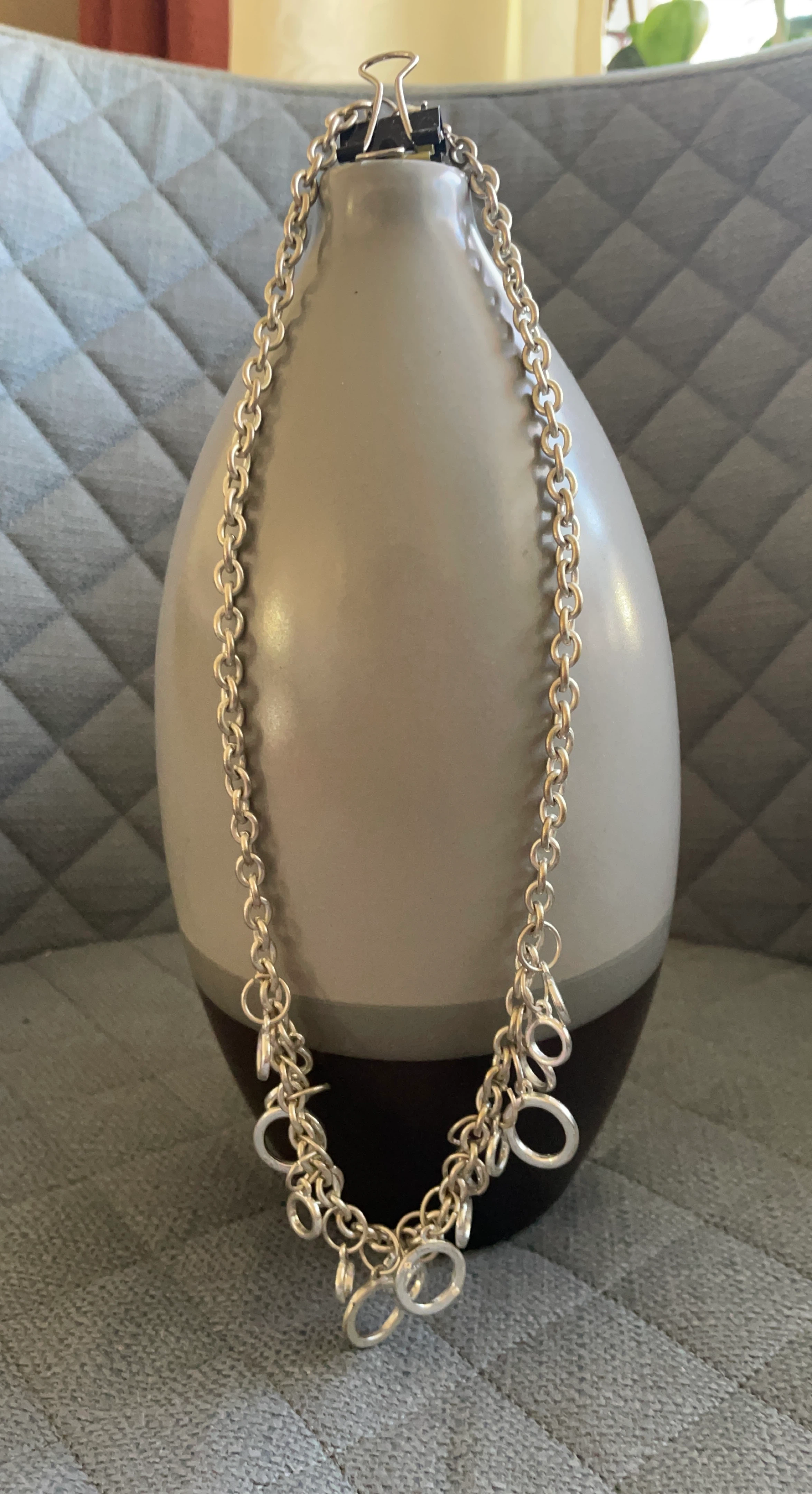 Silver Chain Necklace with Circle Charms