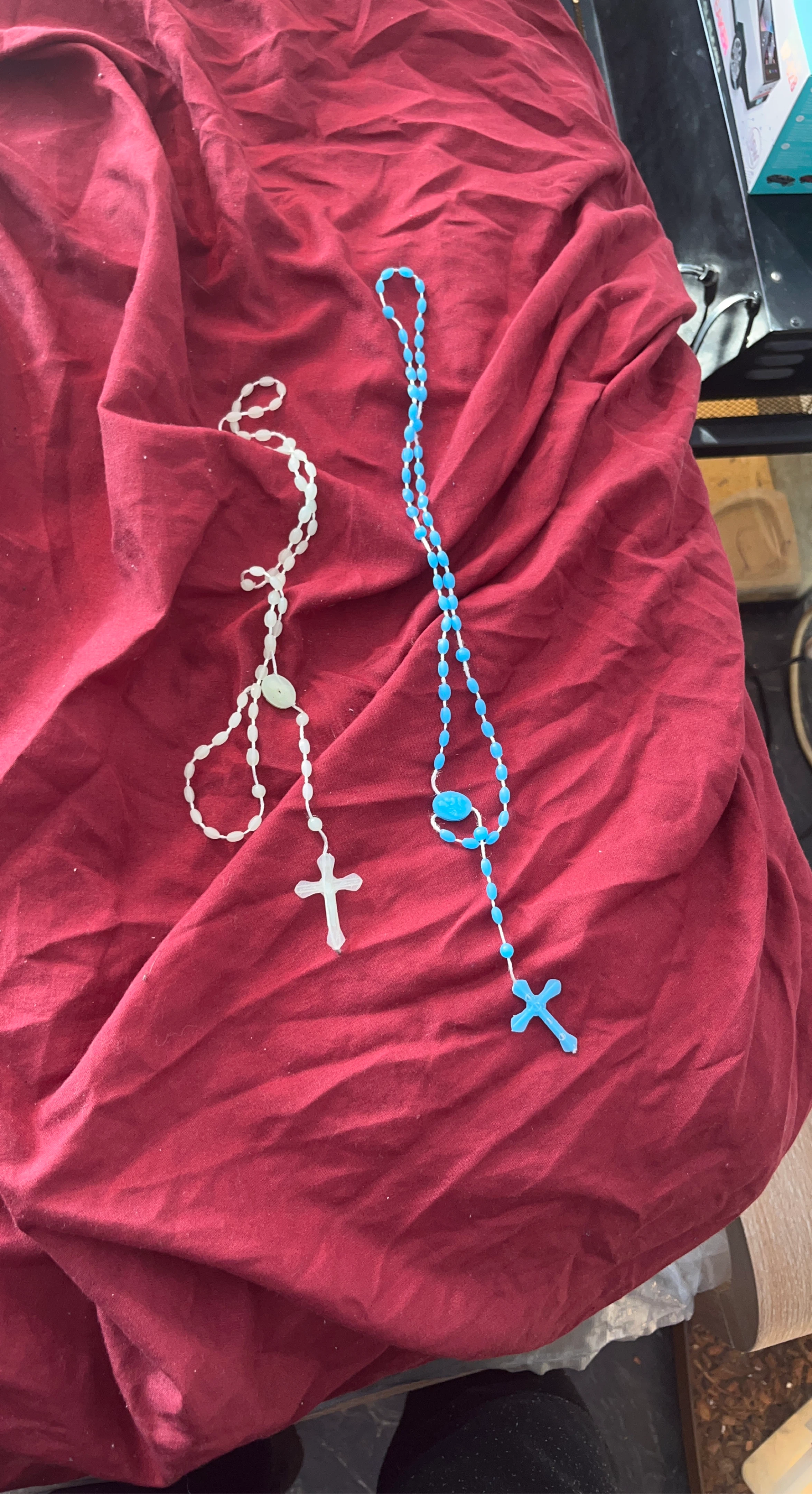 Two Rosaries - White and Blue