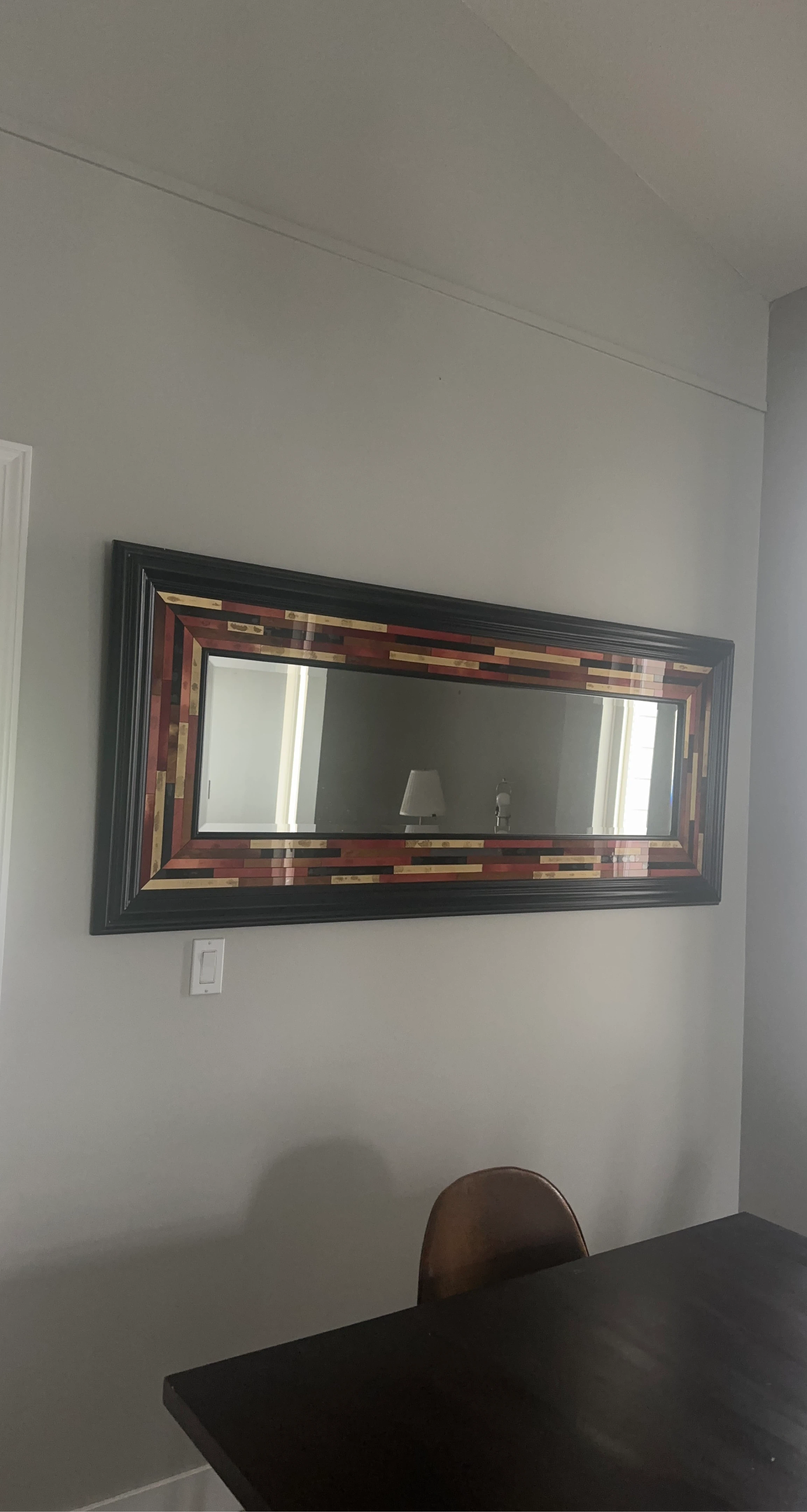 Decorative Mirror with Wood and Metallic Accents