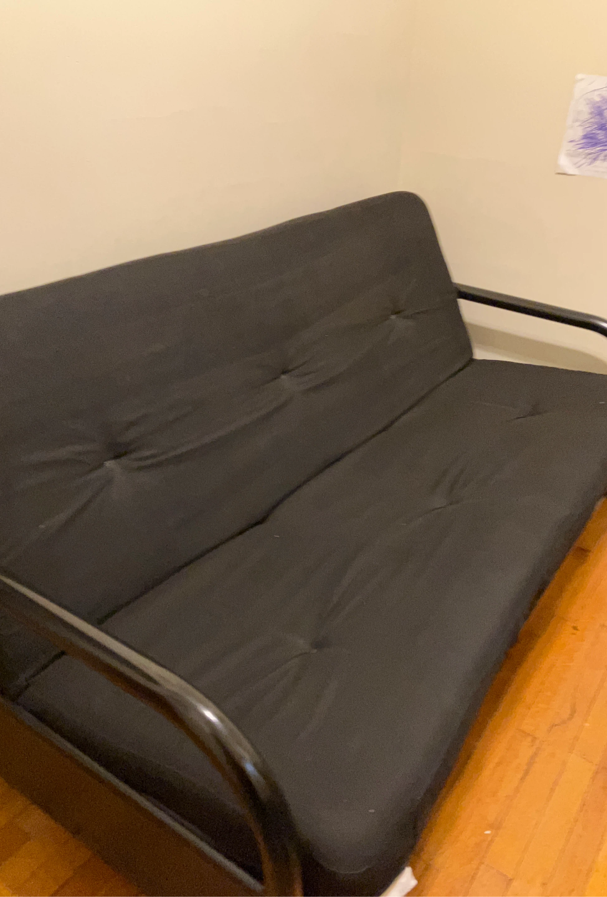 Black Full Size Futon Sofa Bed with Metal Frame
