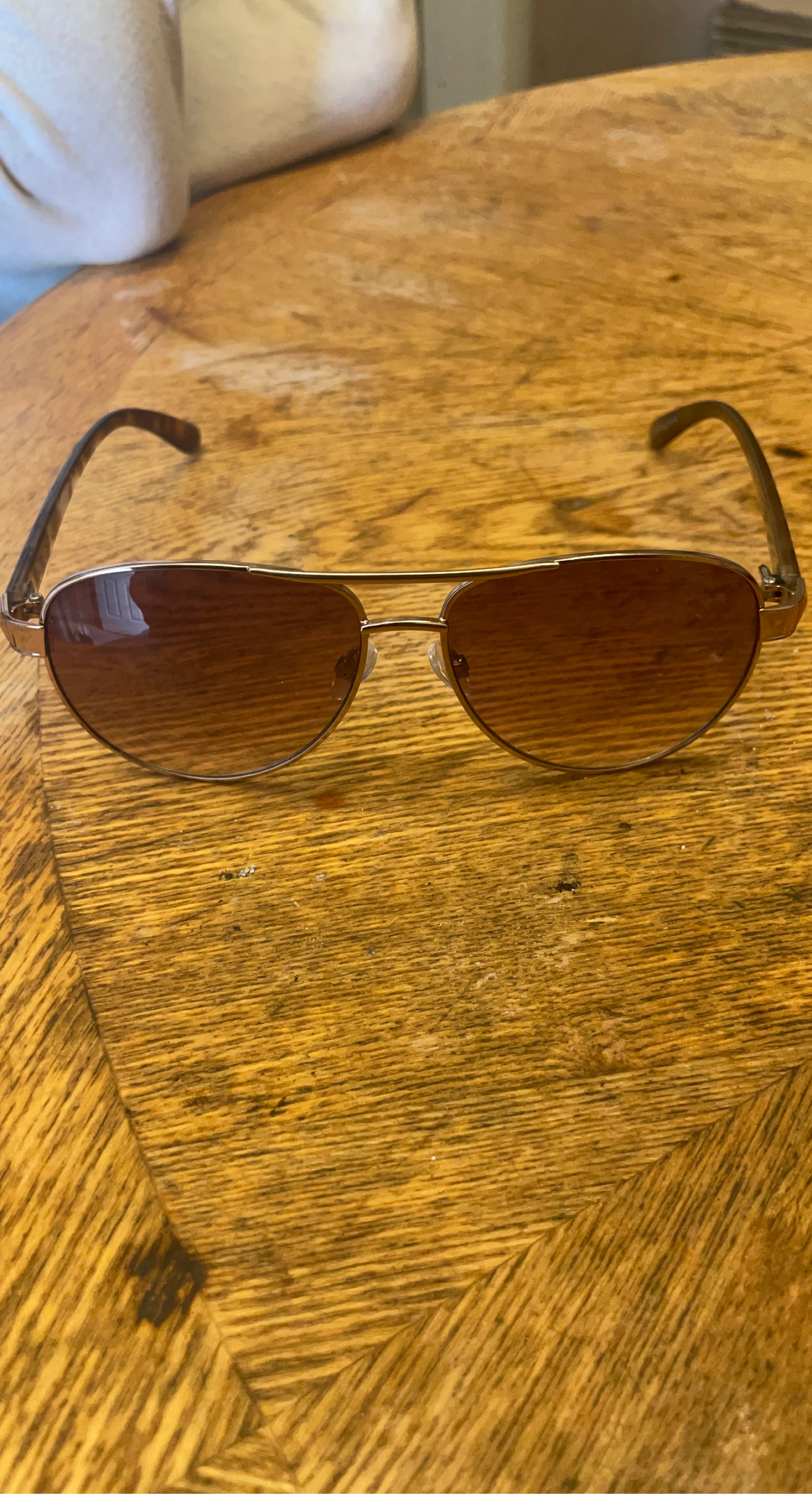 Aviator Sunglasses - Gold Frame, Brown Lenses