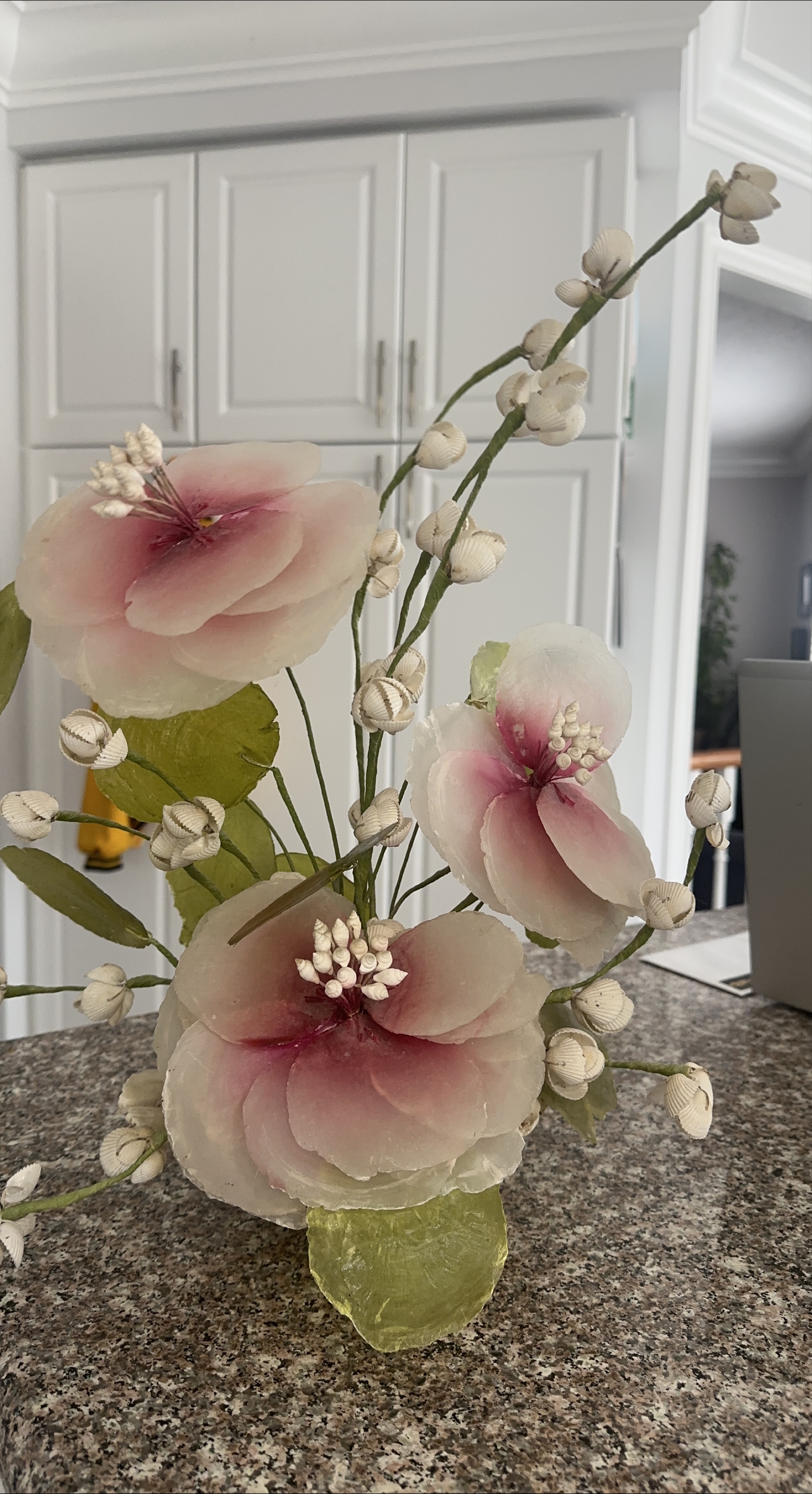 Decorative Artificial Flowers with Seashell Accents