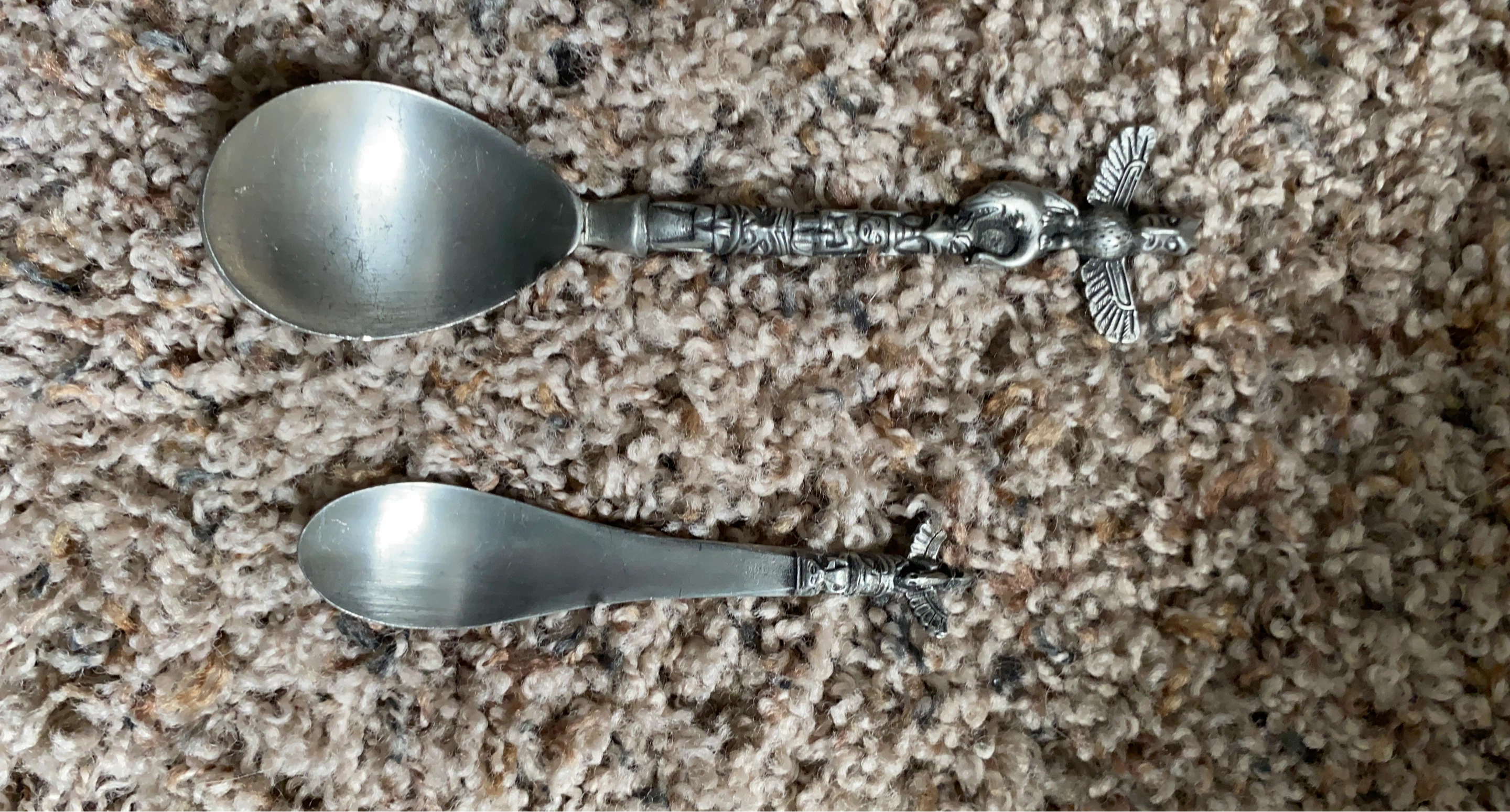 Decorative Metal Spoons with Bird/Totem Handles