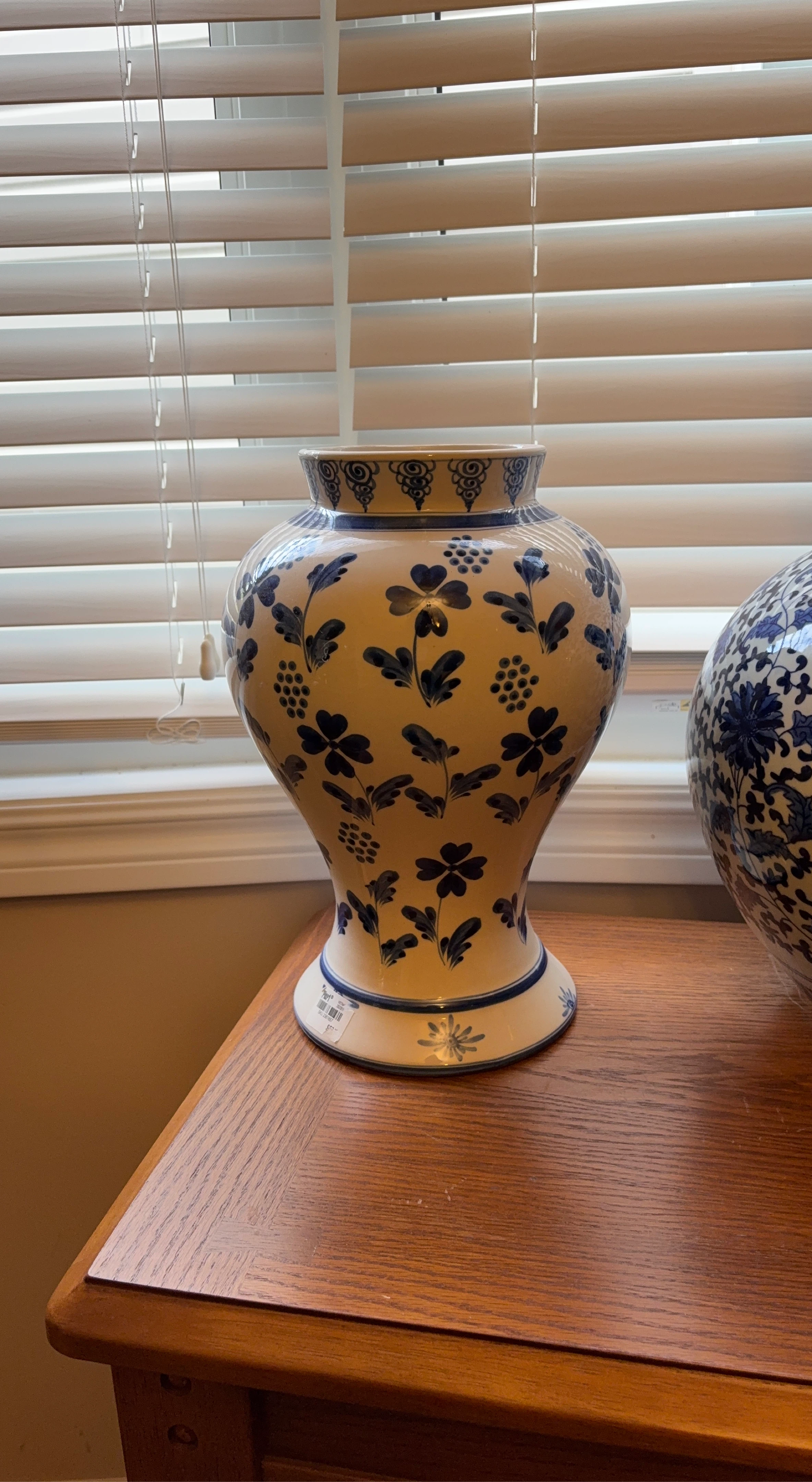 Blue and White Floral Ceramic Vase
