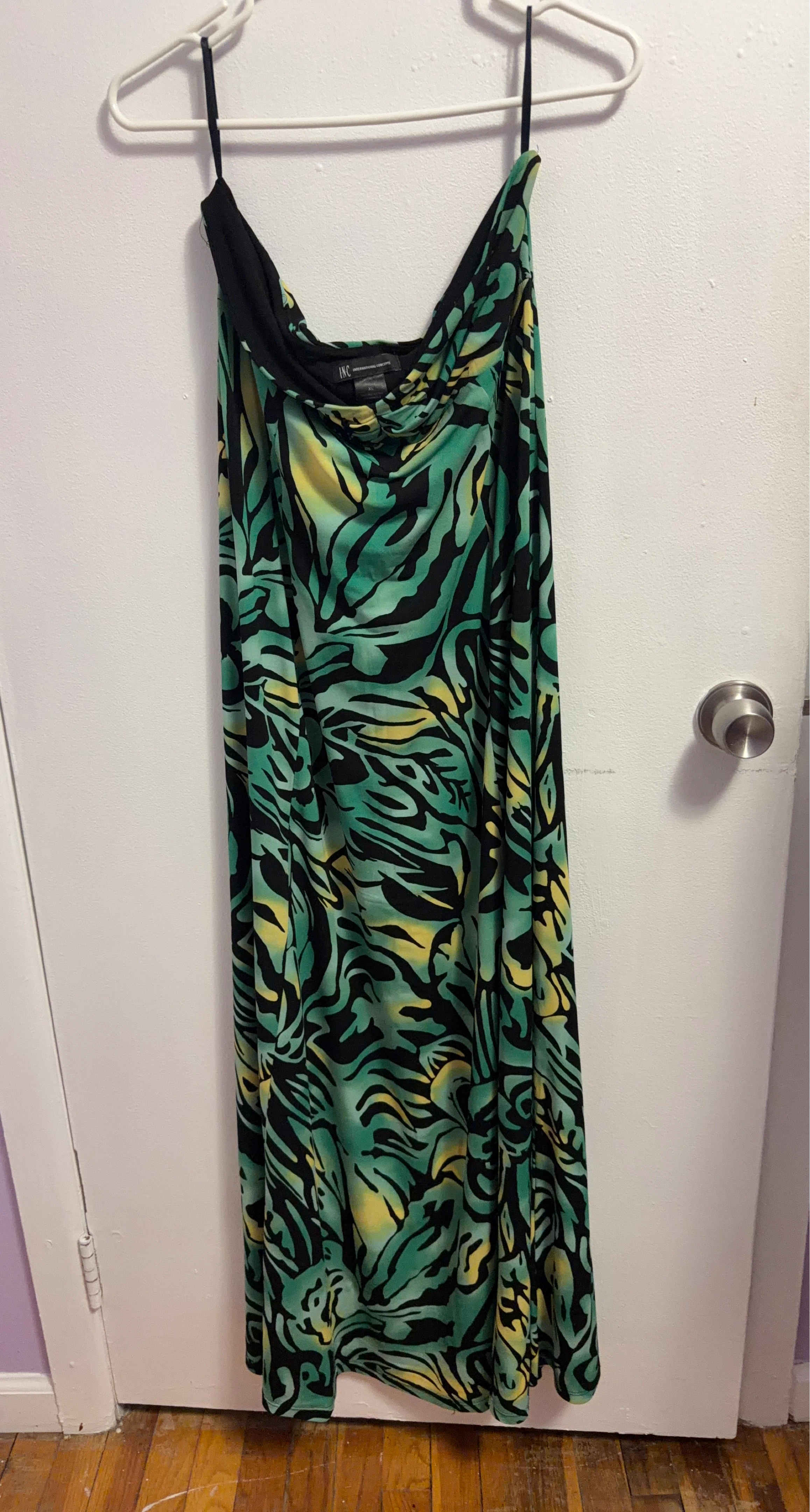INC Intern Concepts Women's Maxi Dress - Green Animal Print