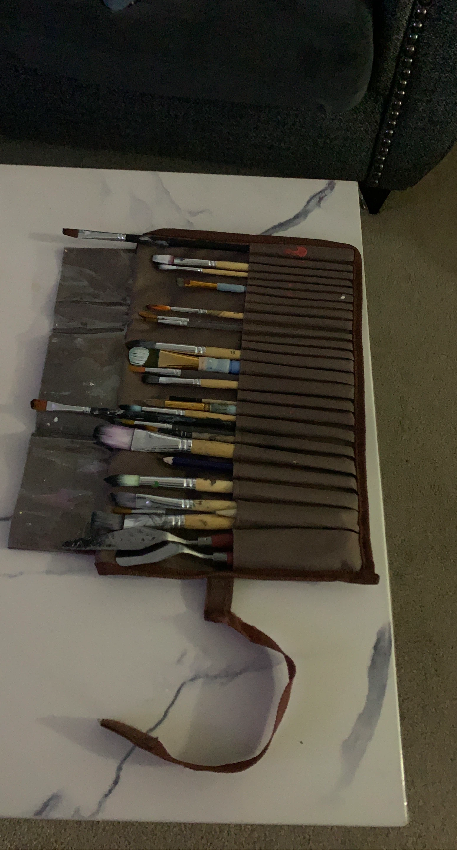 Art Brush Roll and Palette Knives Set