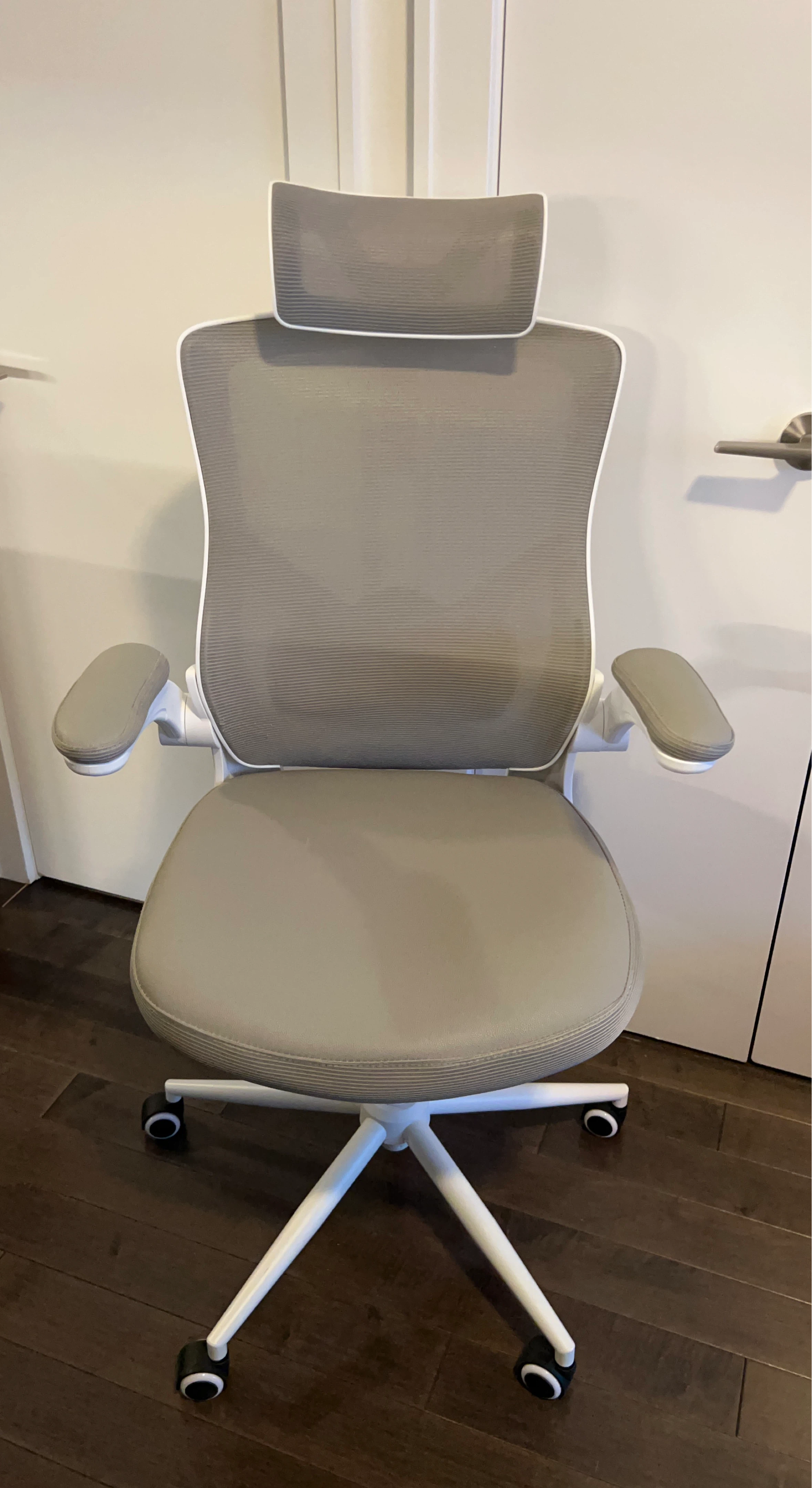 Grey Office Chair with Headrest