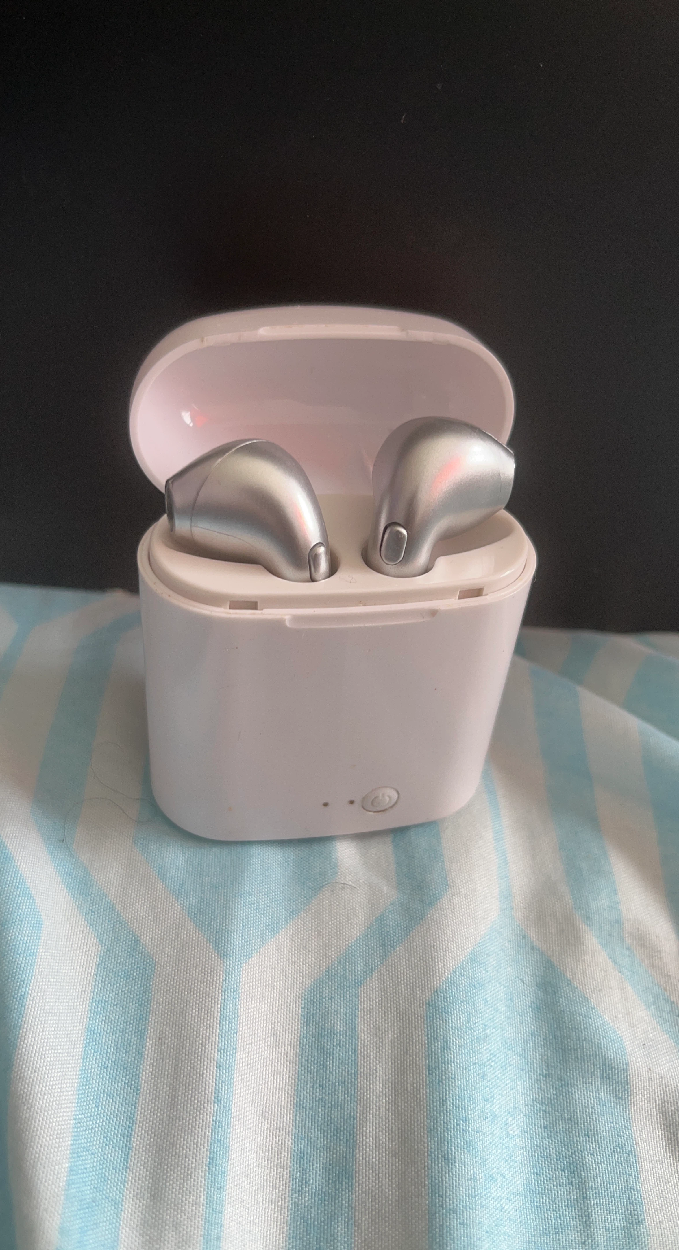 Silver Wireless Earbuds with Charging Case