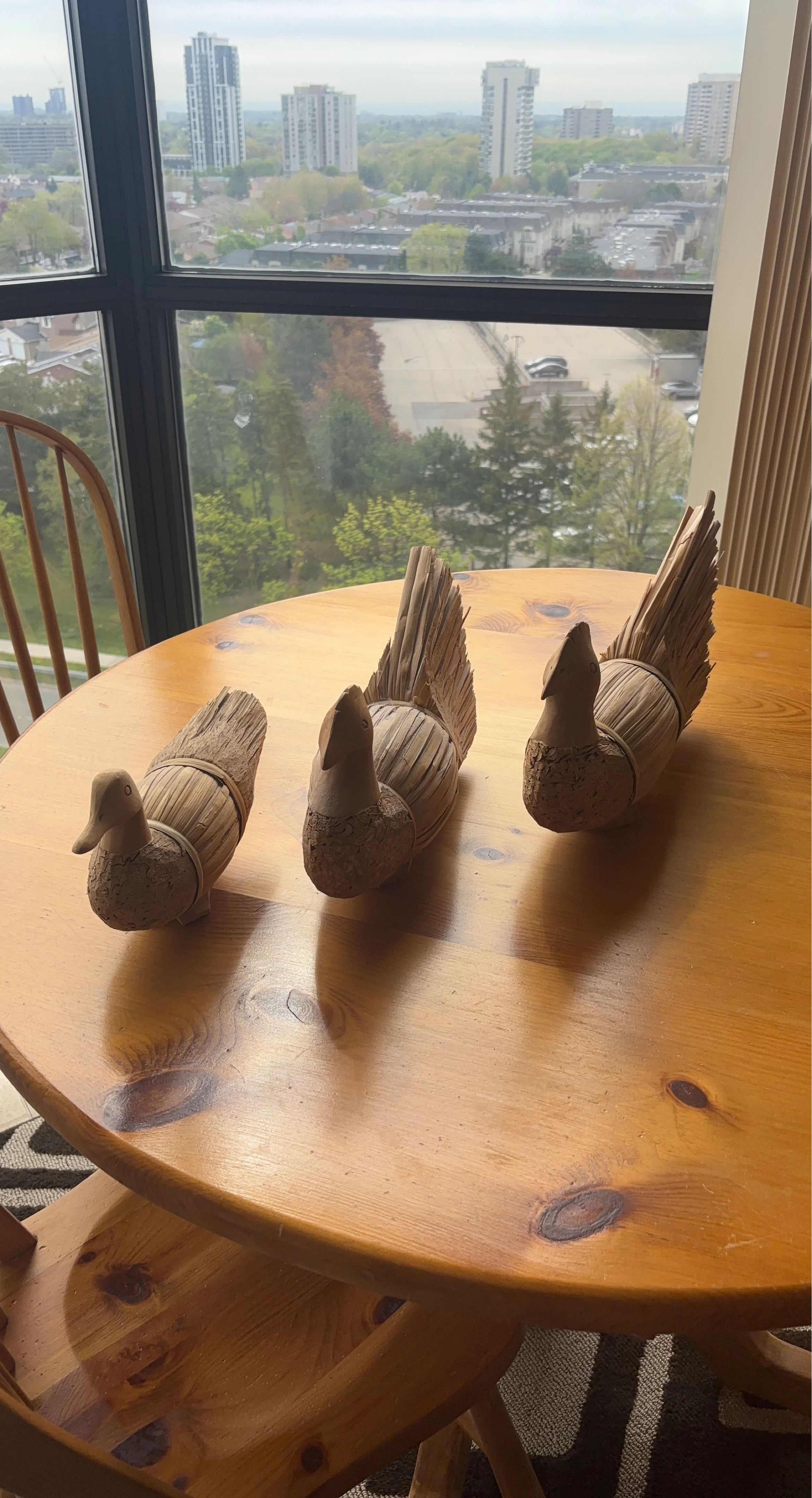 Set of 3 Wooden and Rattan Ducks