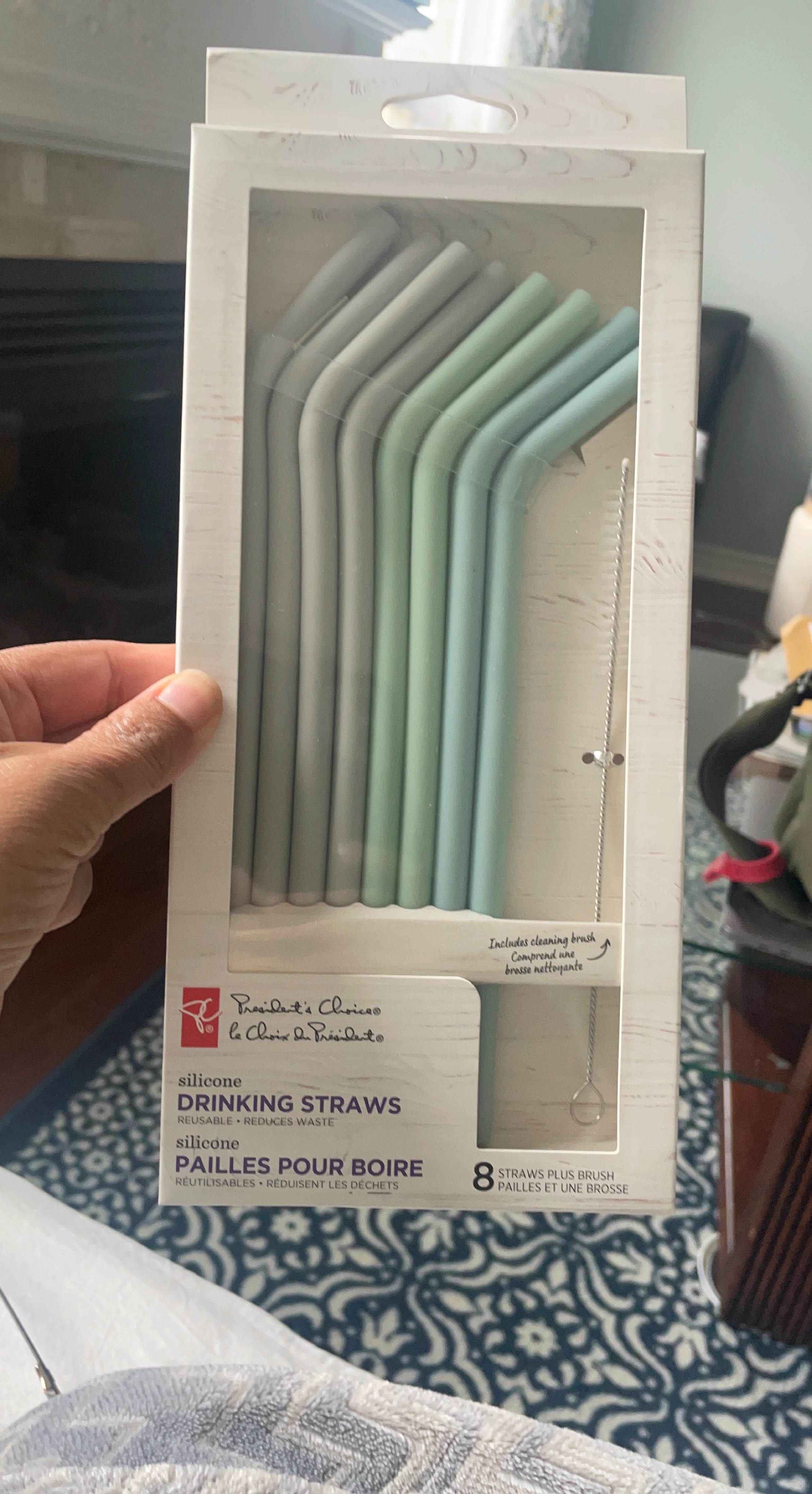 President's Choice Silicone Drinking Straws - 8 Pack with Brush