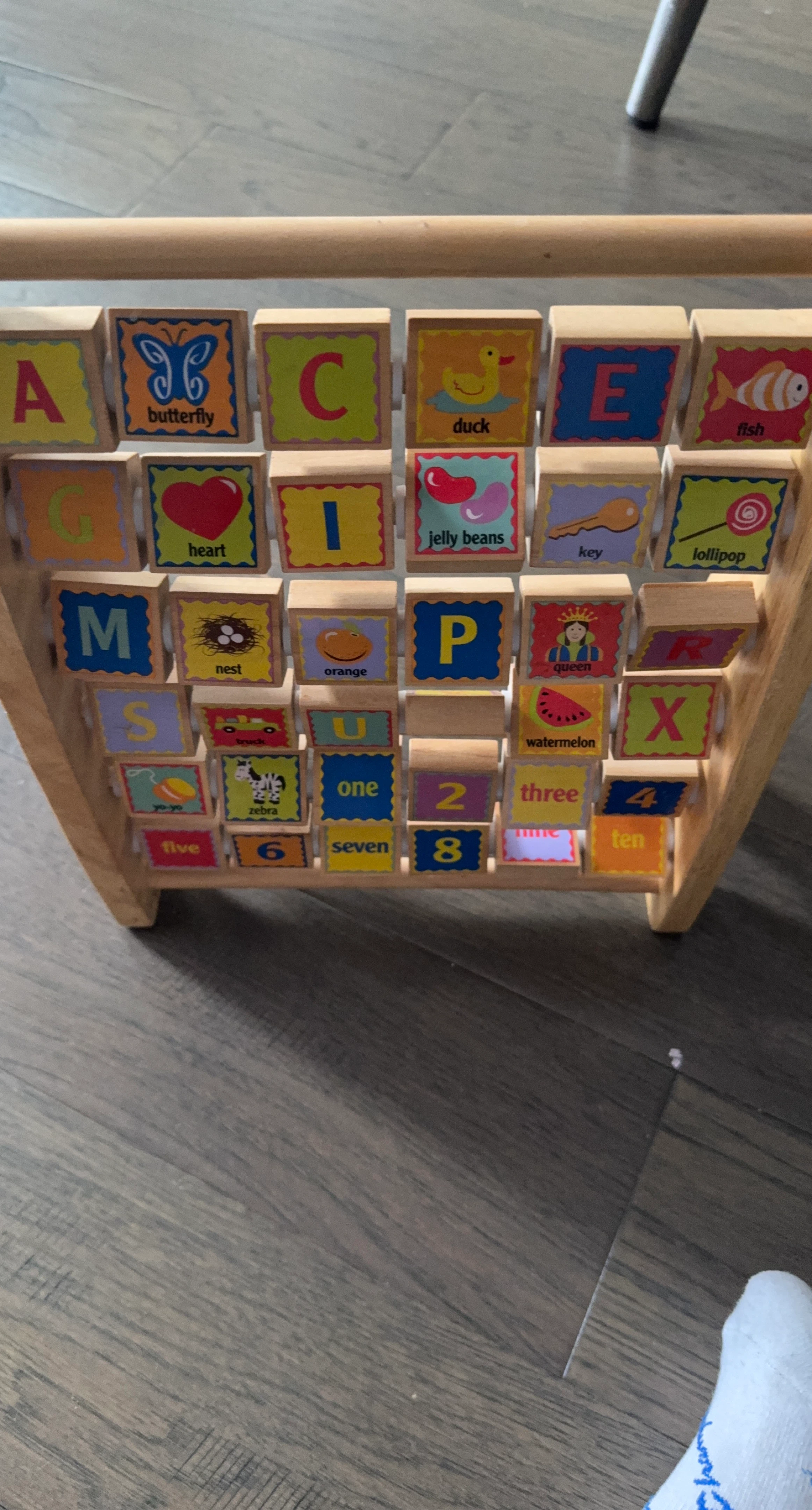 Wooden Alphabet and Number Abacus