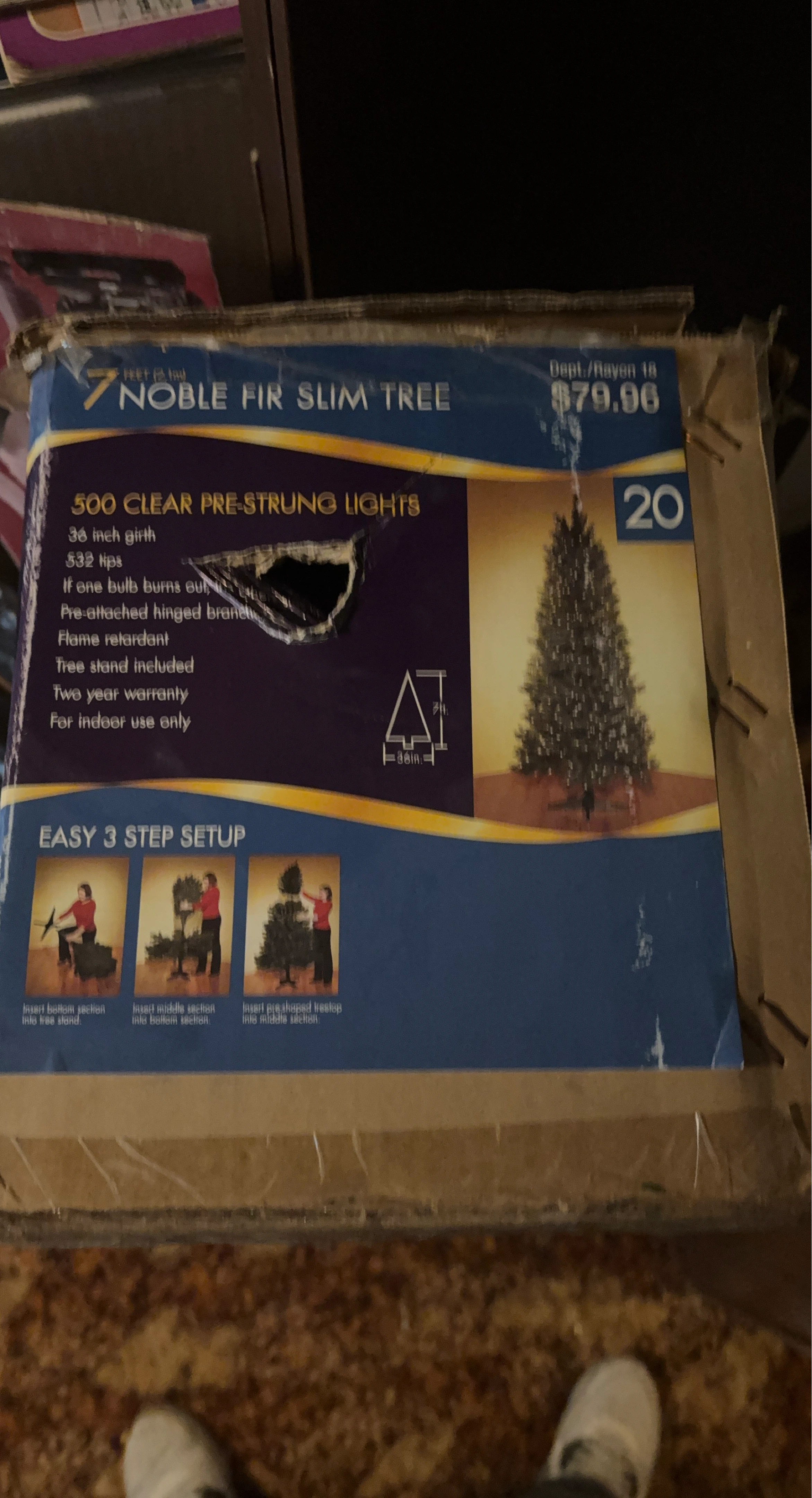 7ft Noble Fir Slim Tree with 500 Clear Lights