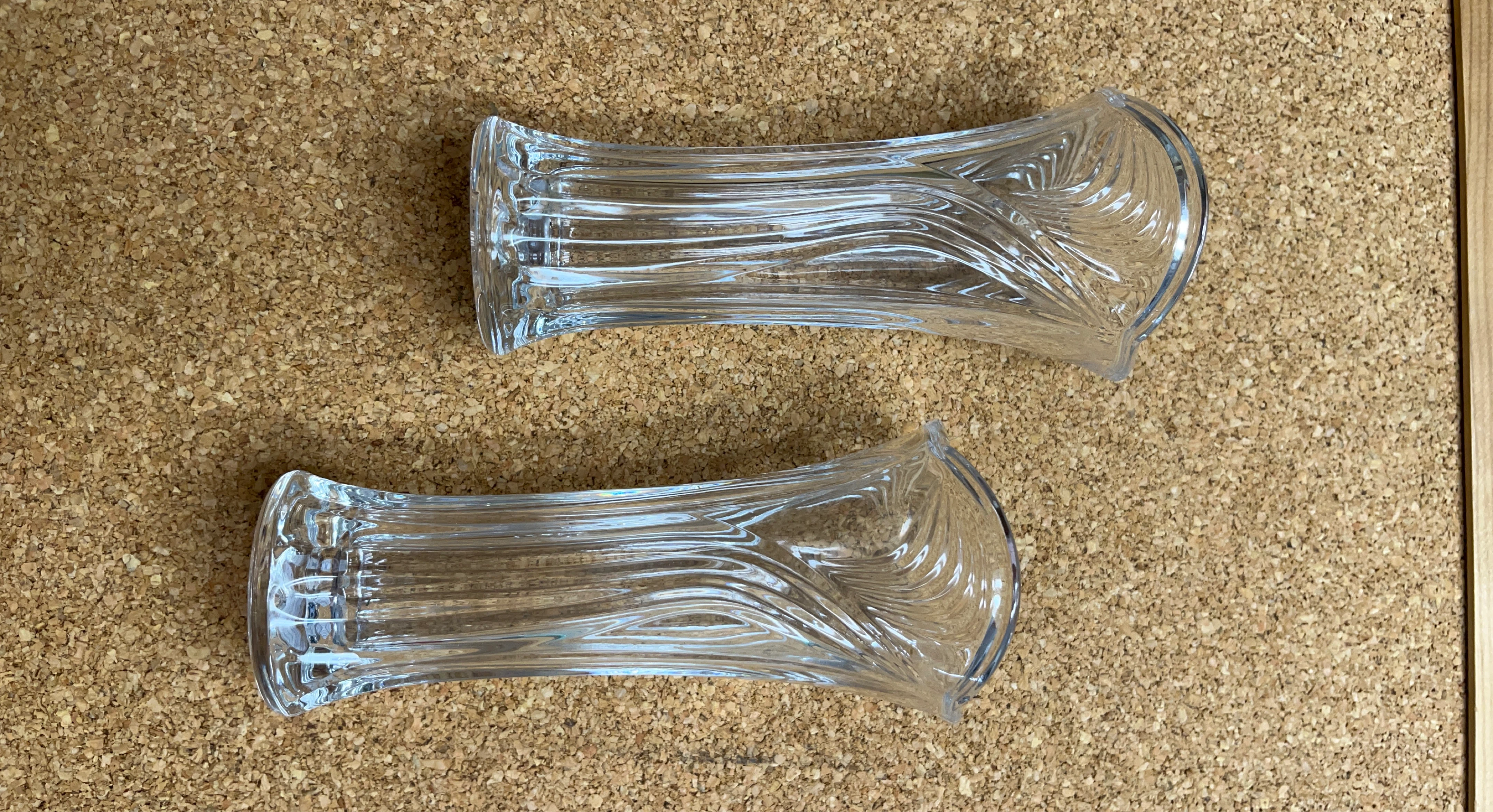 Set of 2 Clear Glass Bud Vases