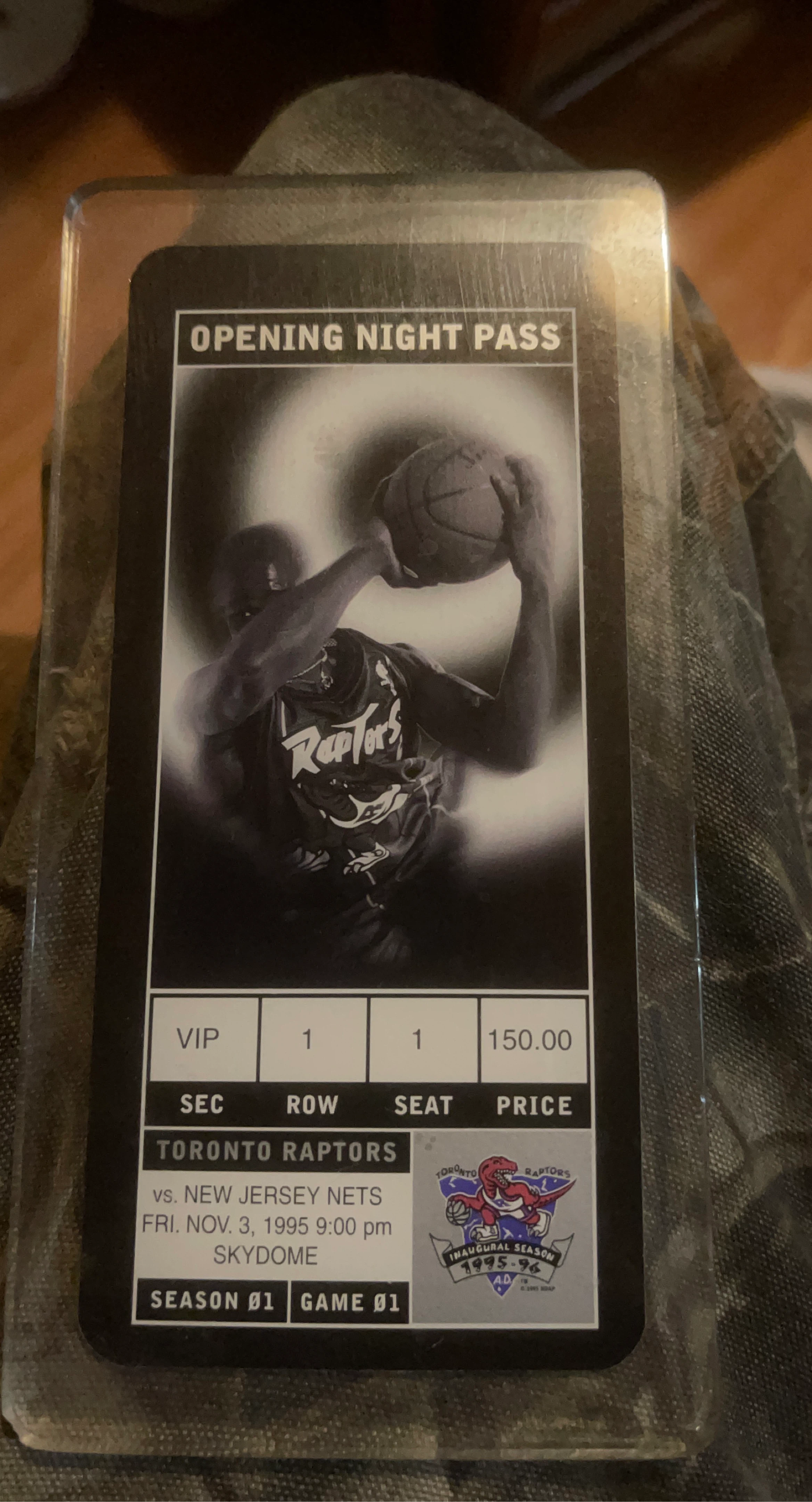 Toronto Raptors Opening Night Pass 1995-96