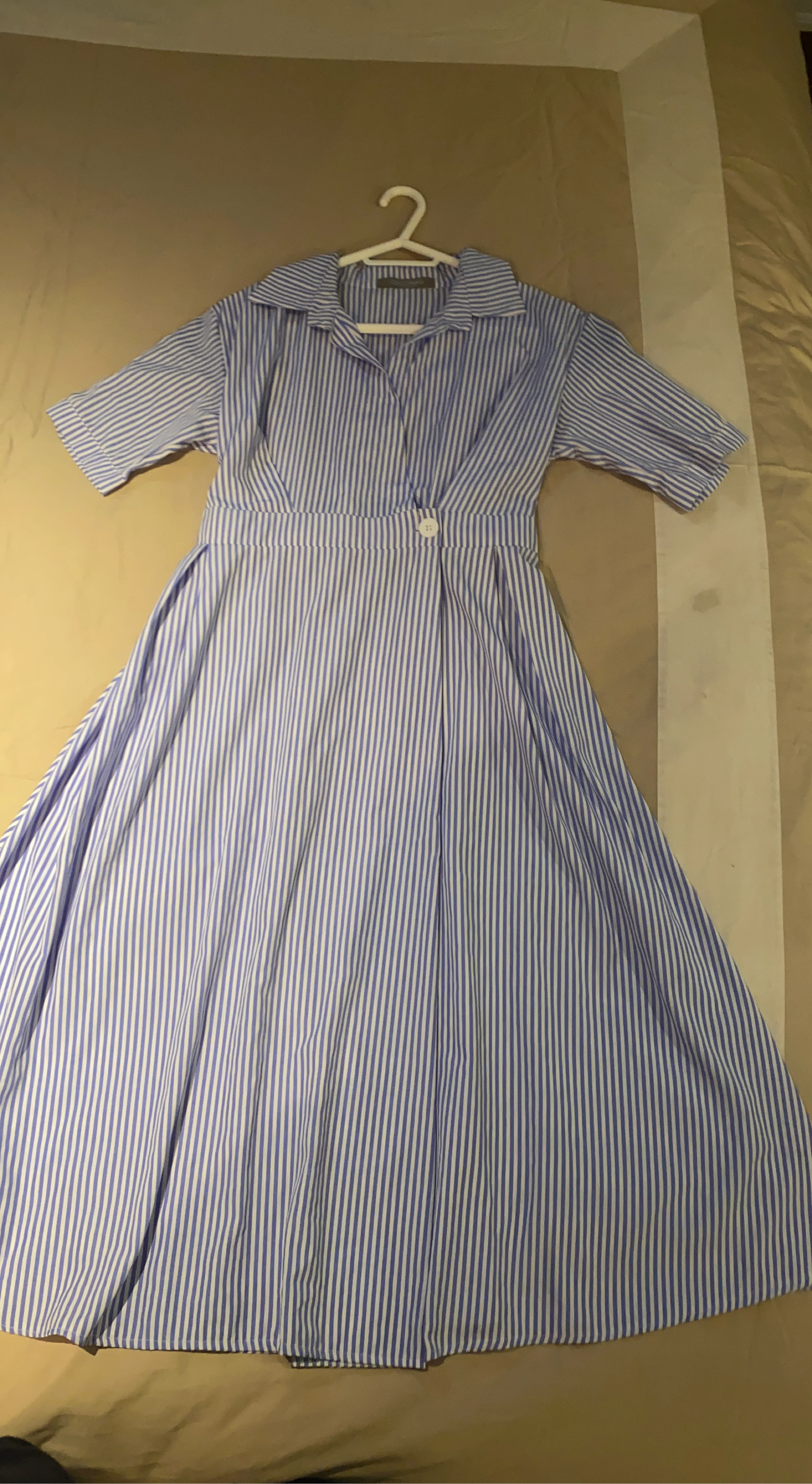 Blue and White Striped Maxi Dress