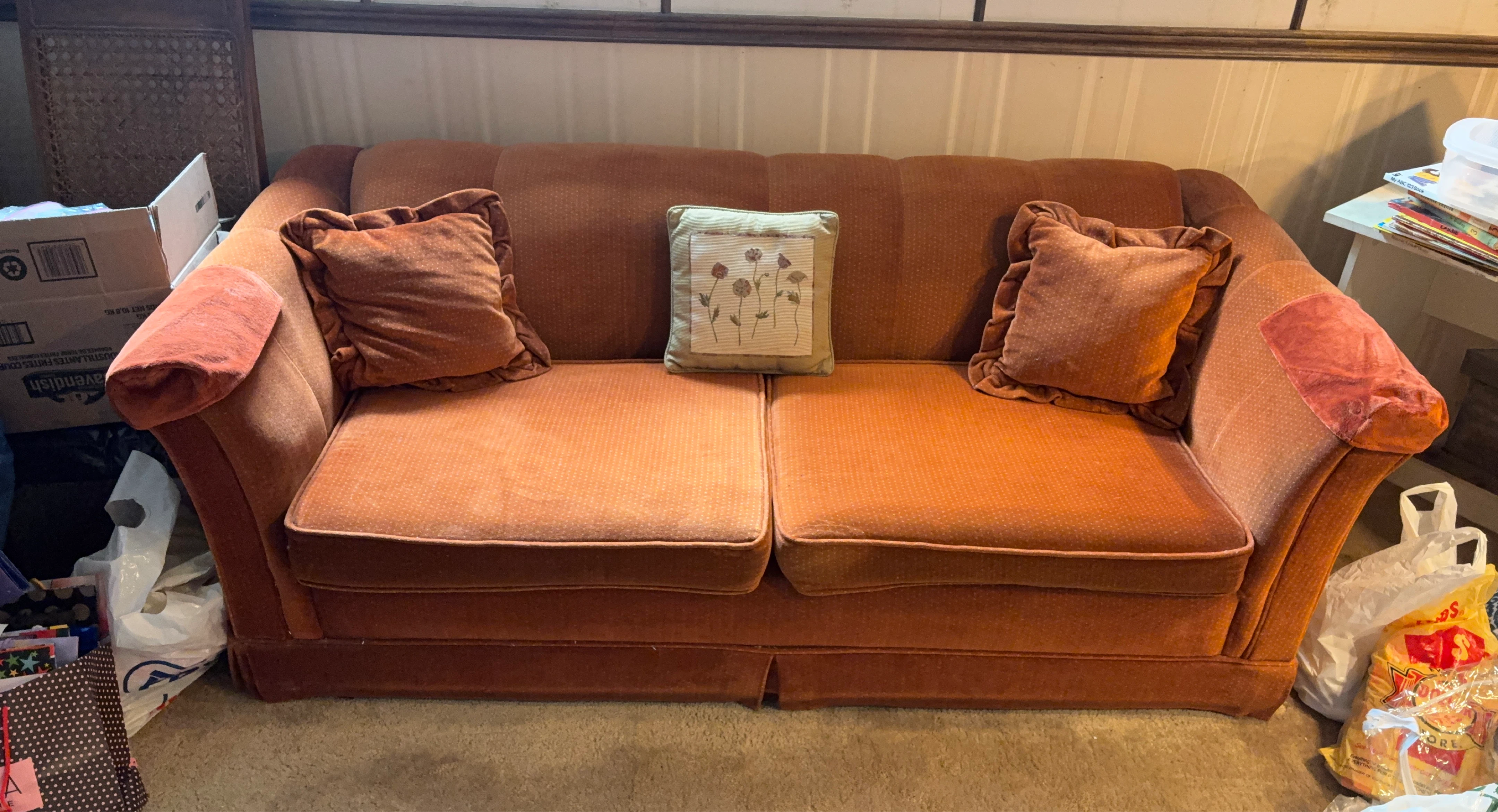 Orange Velour Sofa bed