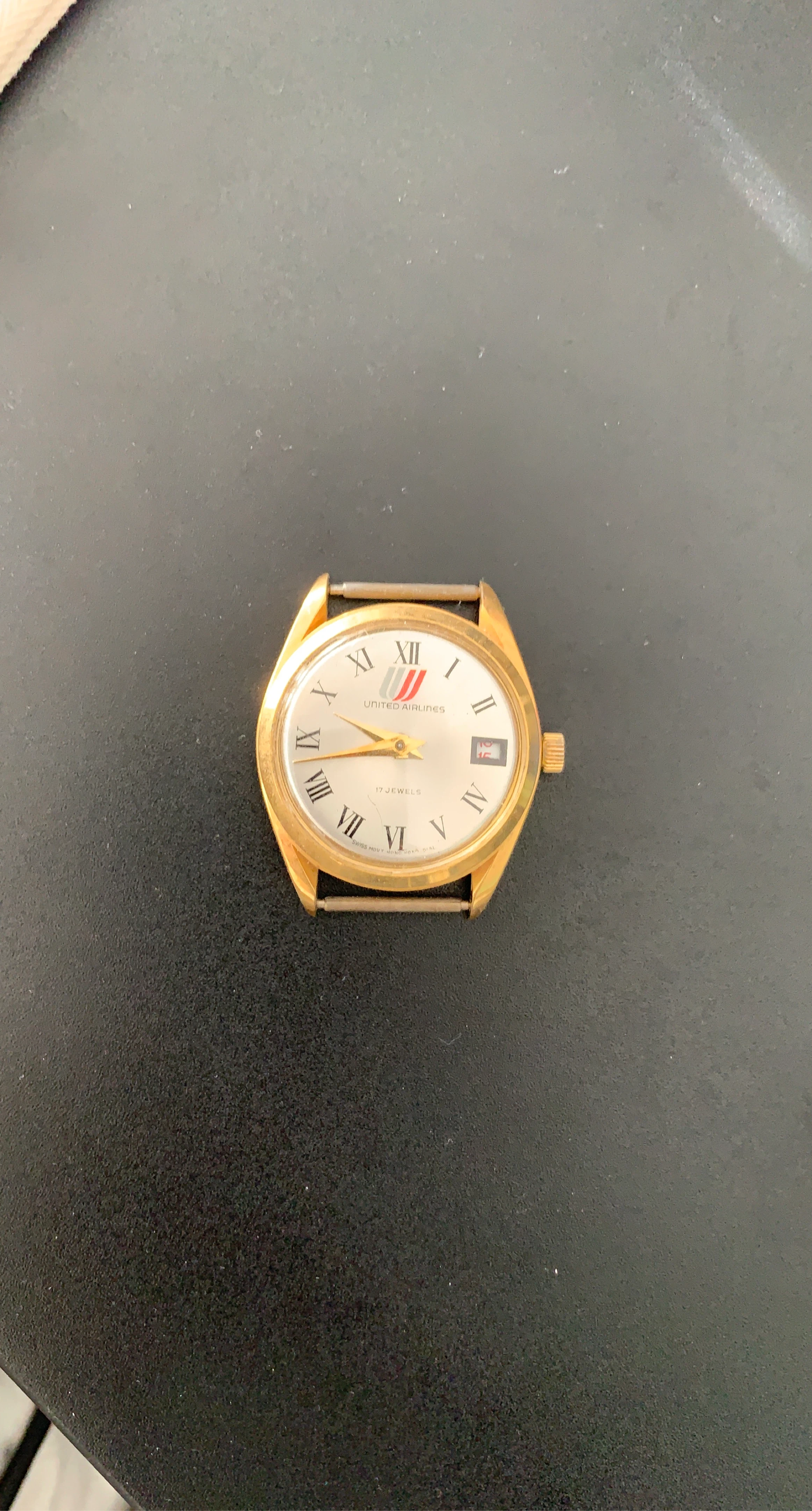 Vintage United Airlines 17 Jewels Wind-Up Watch