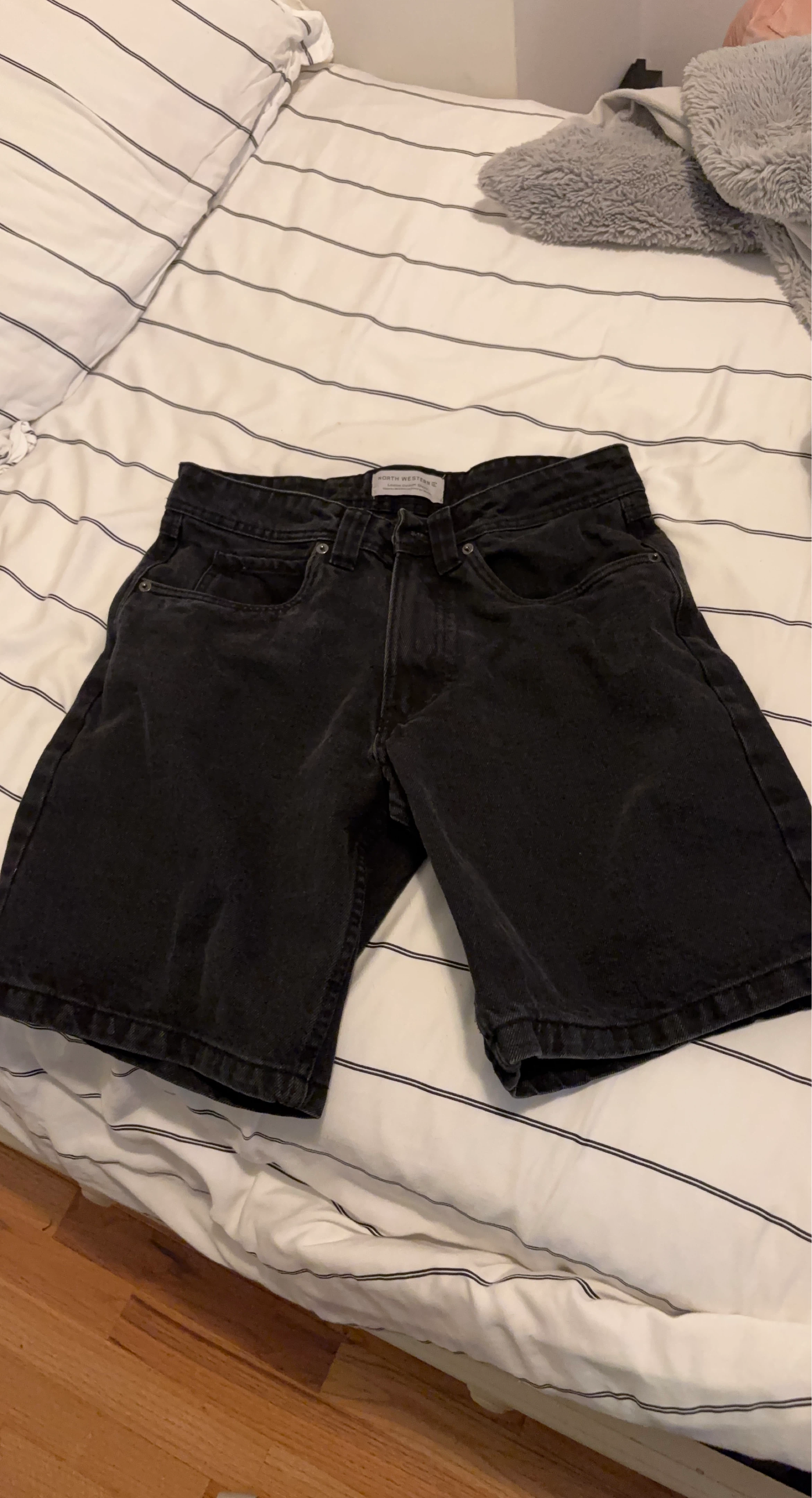 North Western Black Denim Shorts