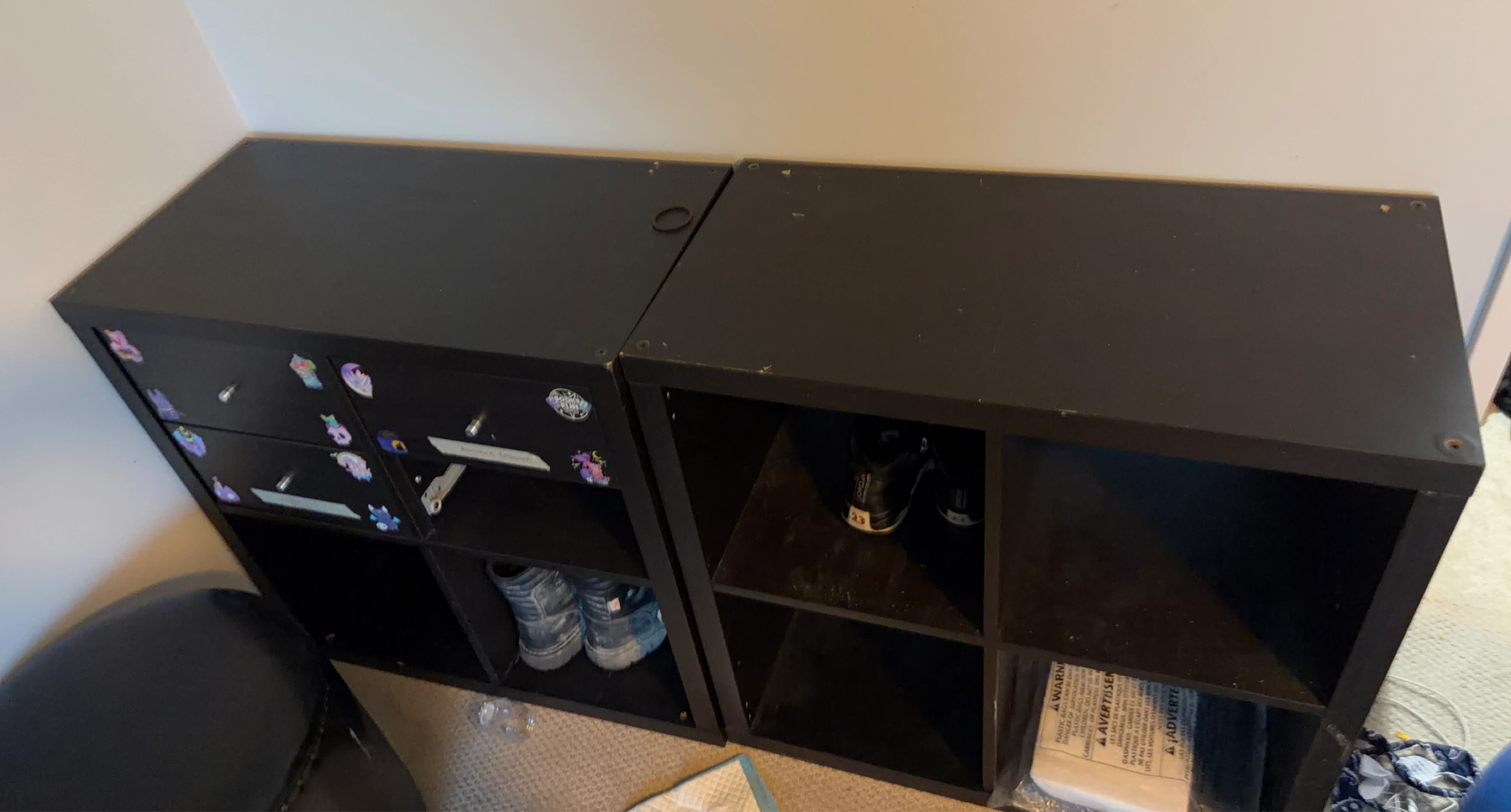 Black Cube Storage Unit - 2 Sections