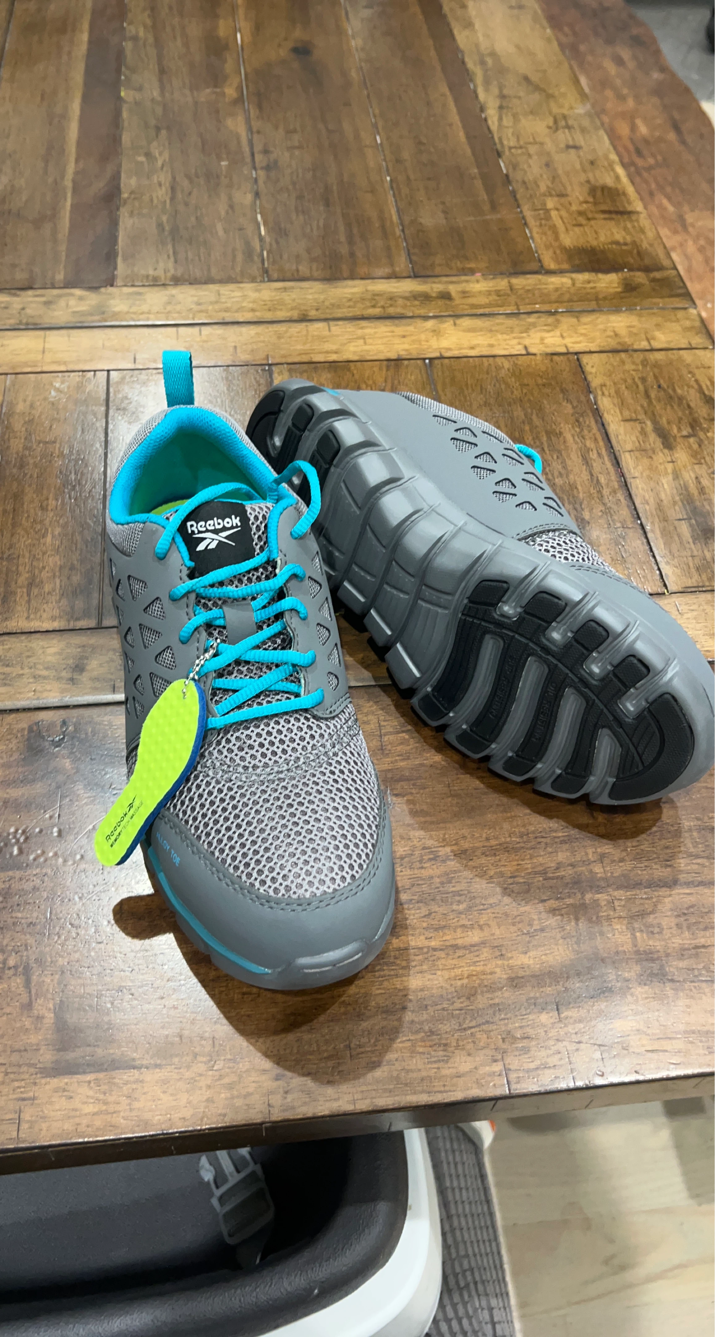 Reebok Women's Gray & Teal Steel Toe Shoes