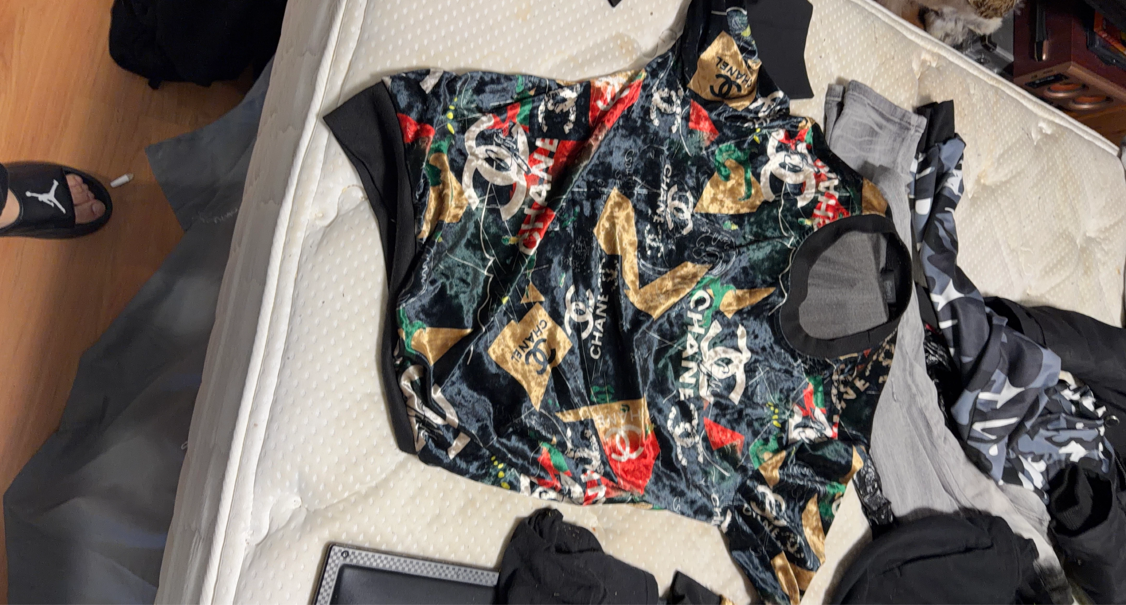 Chanel All Over Print Velvet T-Shirt