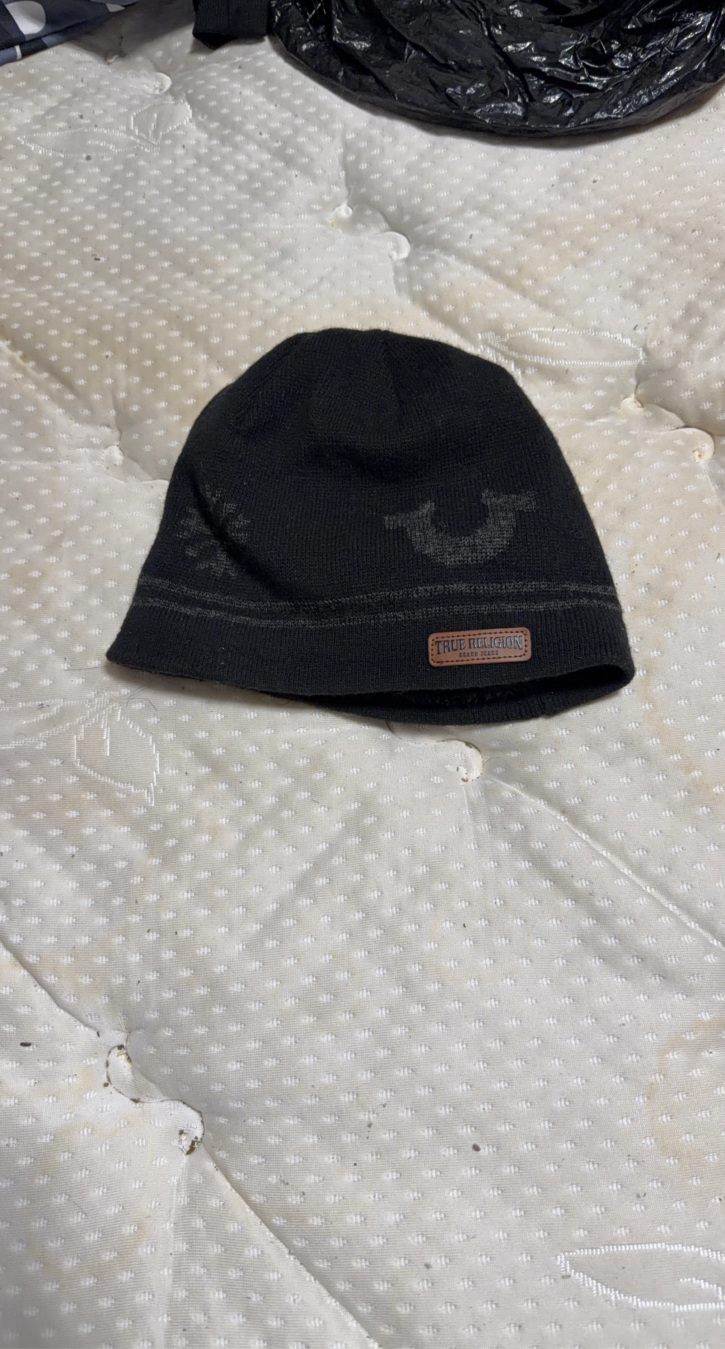 True Religion Black Knit Beanie