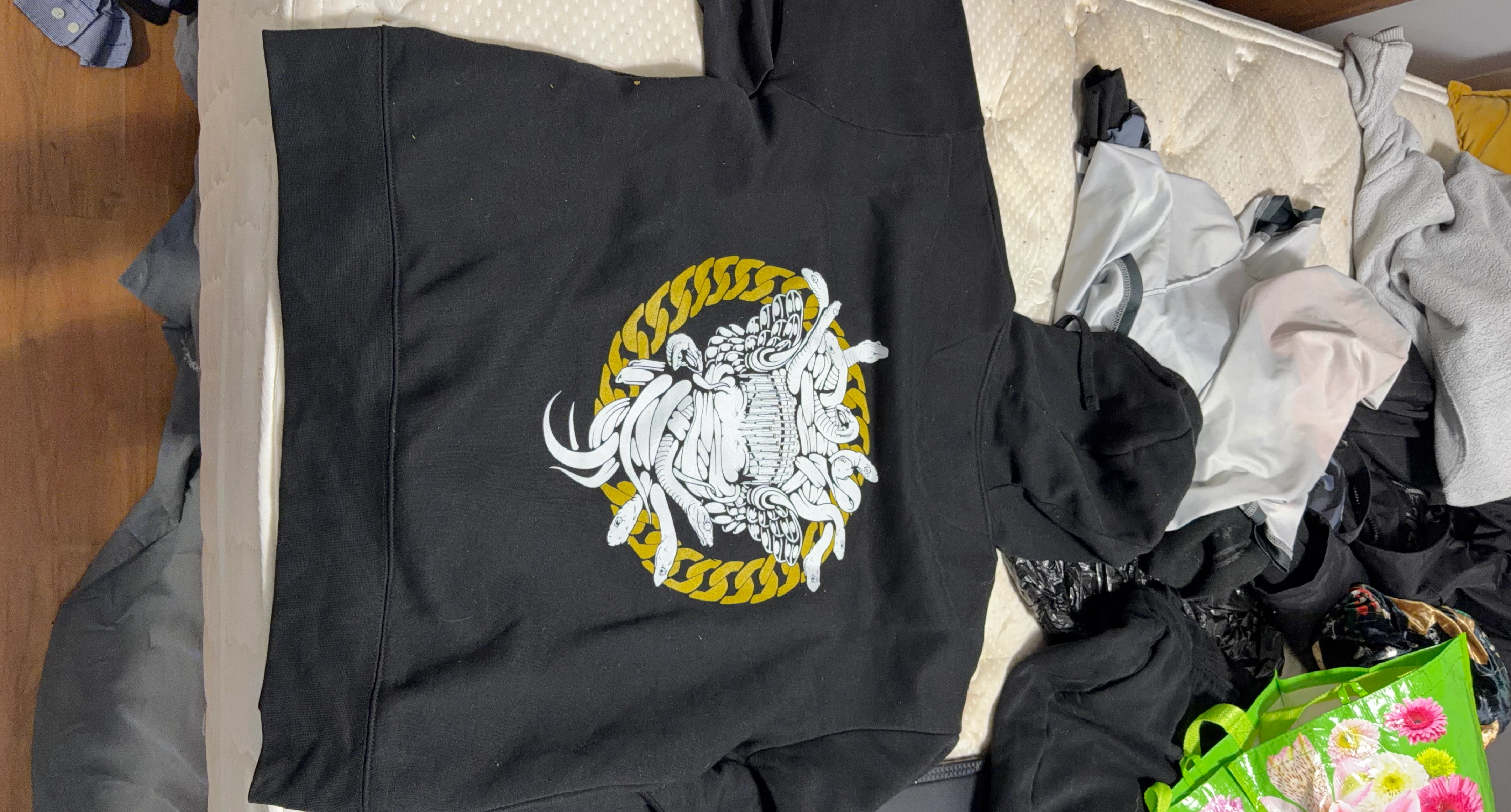 Black Hoodie with Medusa Graphic