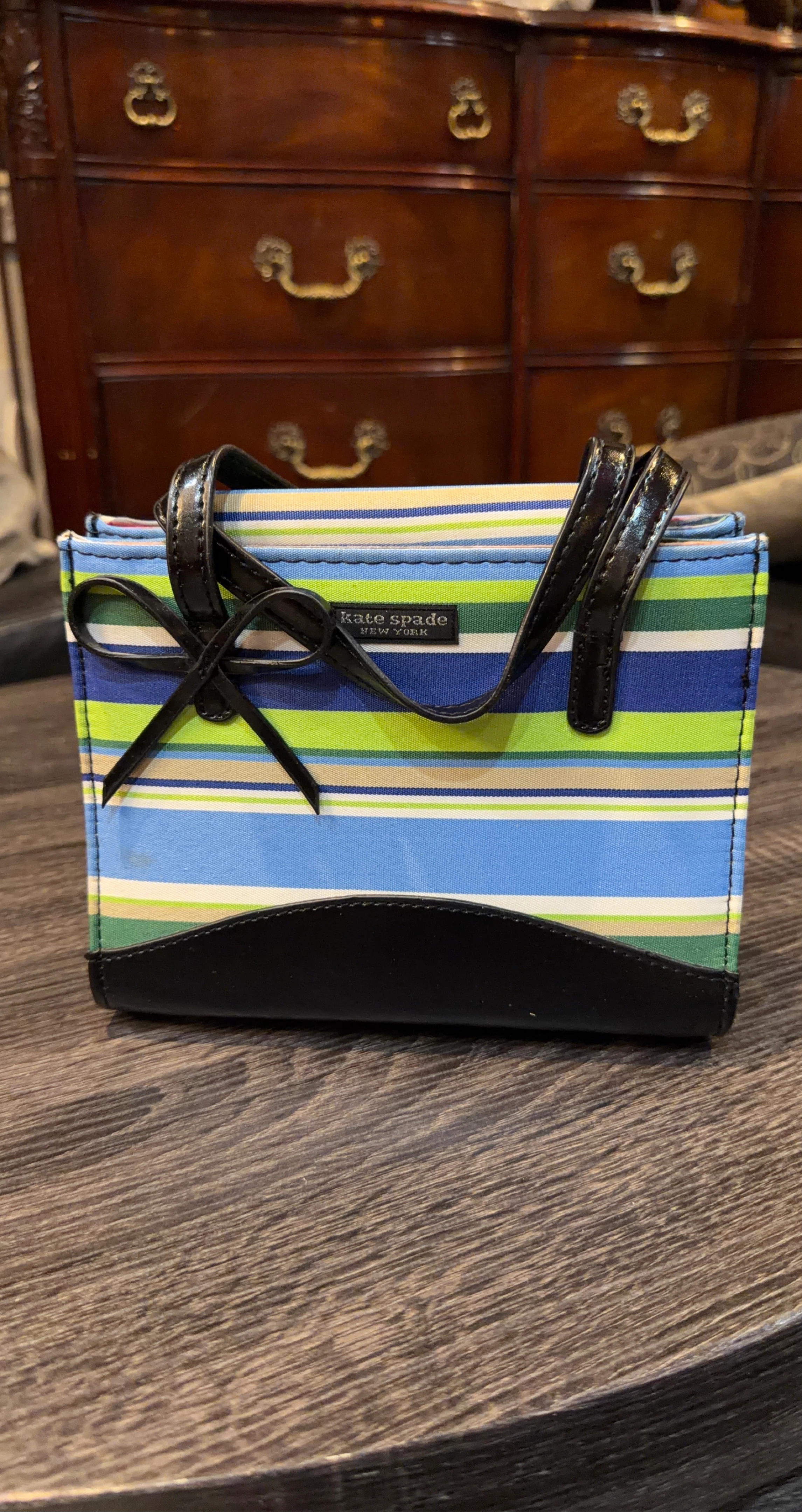 Kate Spade New York Striped Canvas & Leather Tote Bag