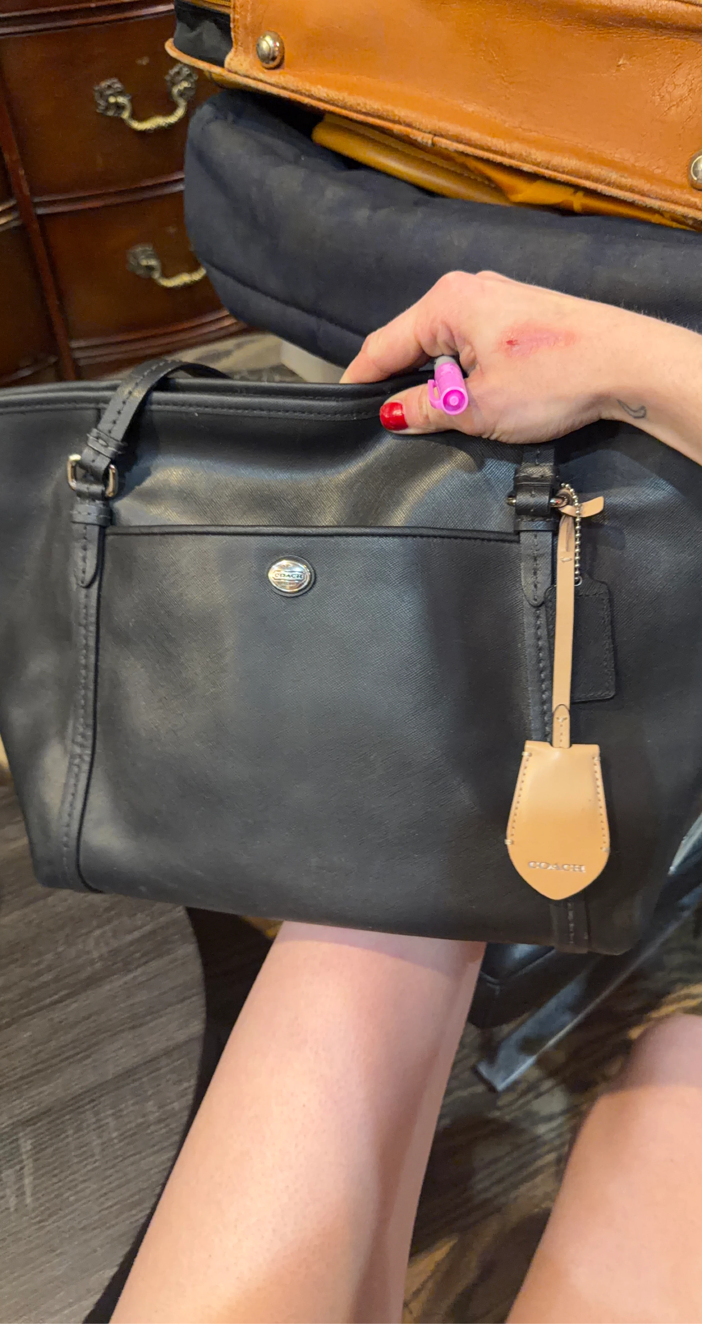 Coach Black Leather Tote Bag