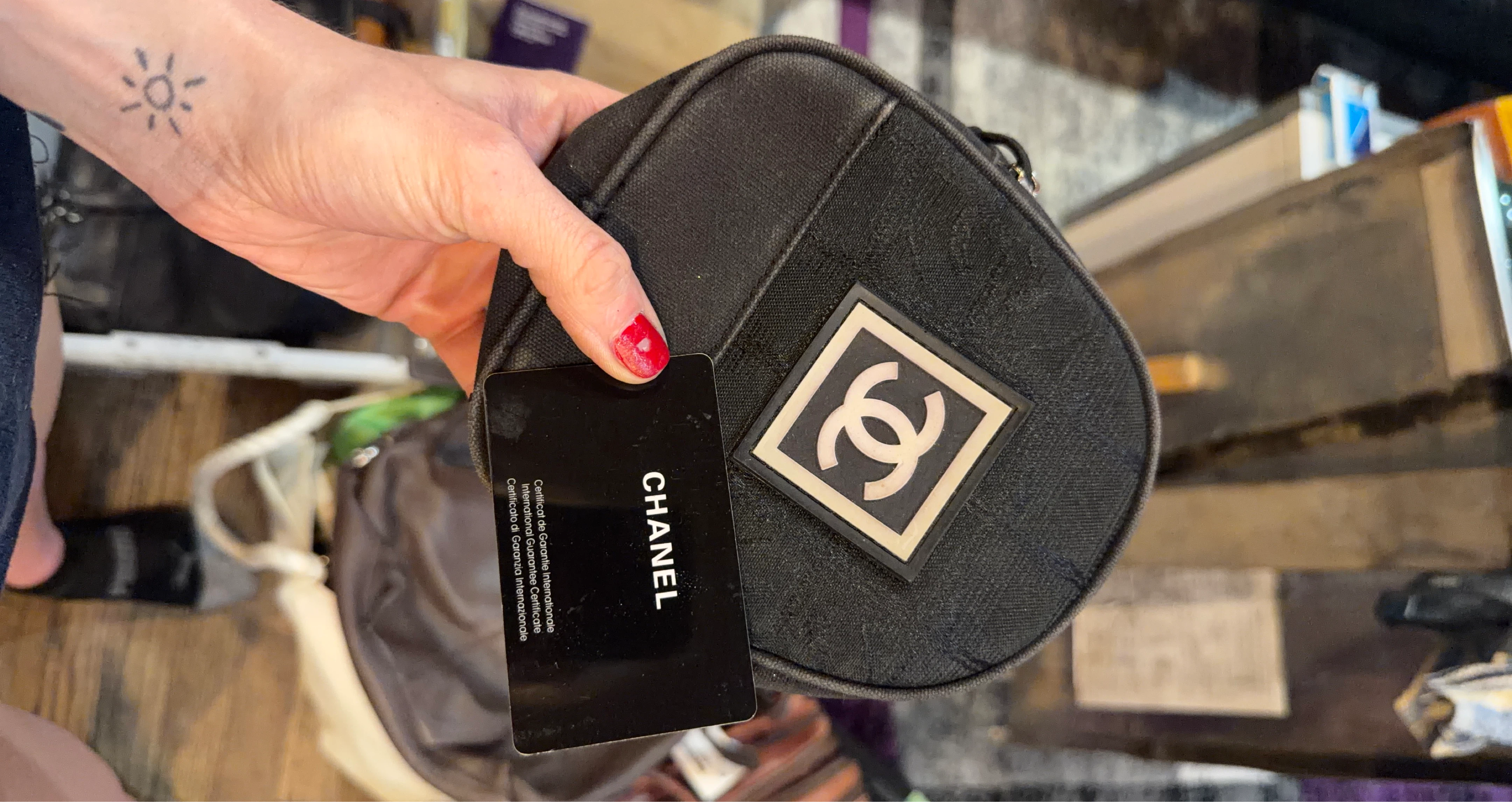 Chanel Black Cosmetic Bag Pouch