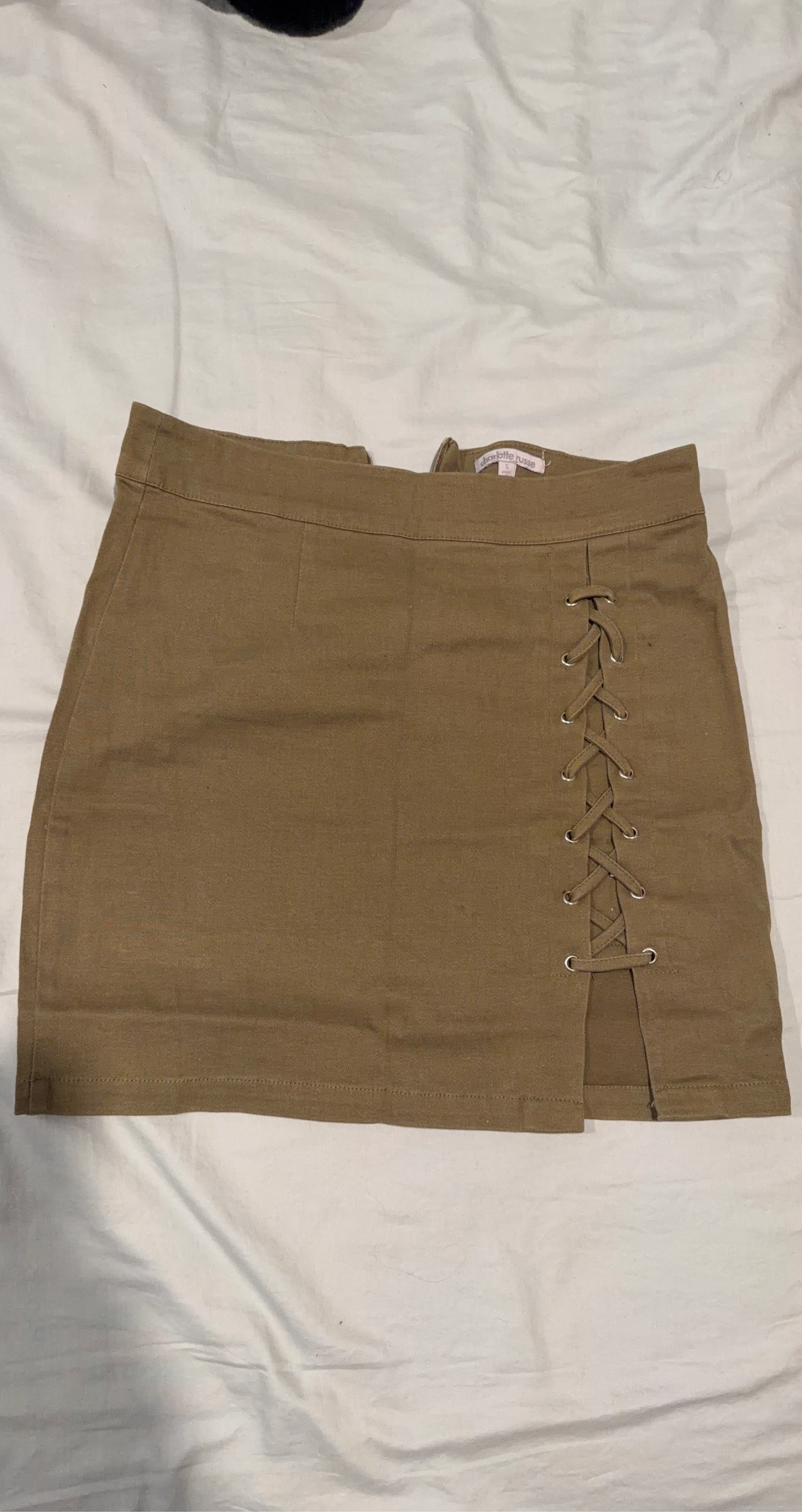 Charlotte Russe Women's Tan Lace-Up Mini Skirt - Size S