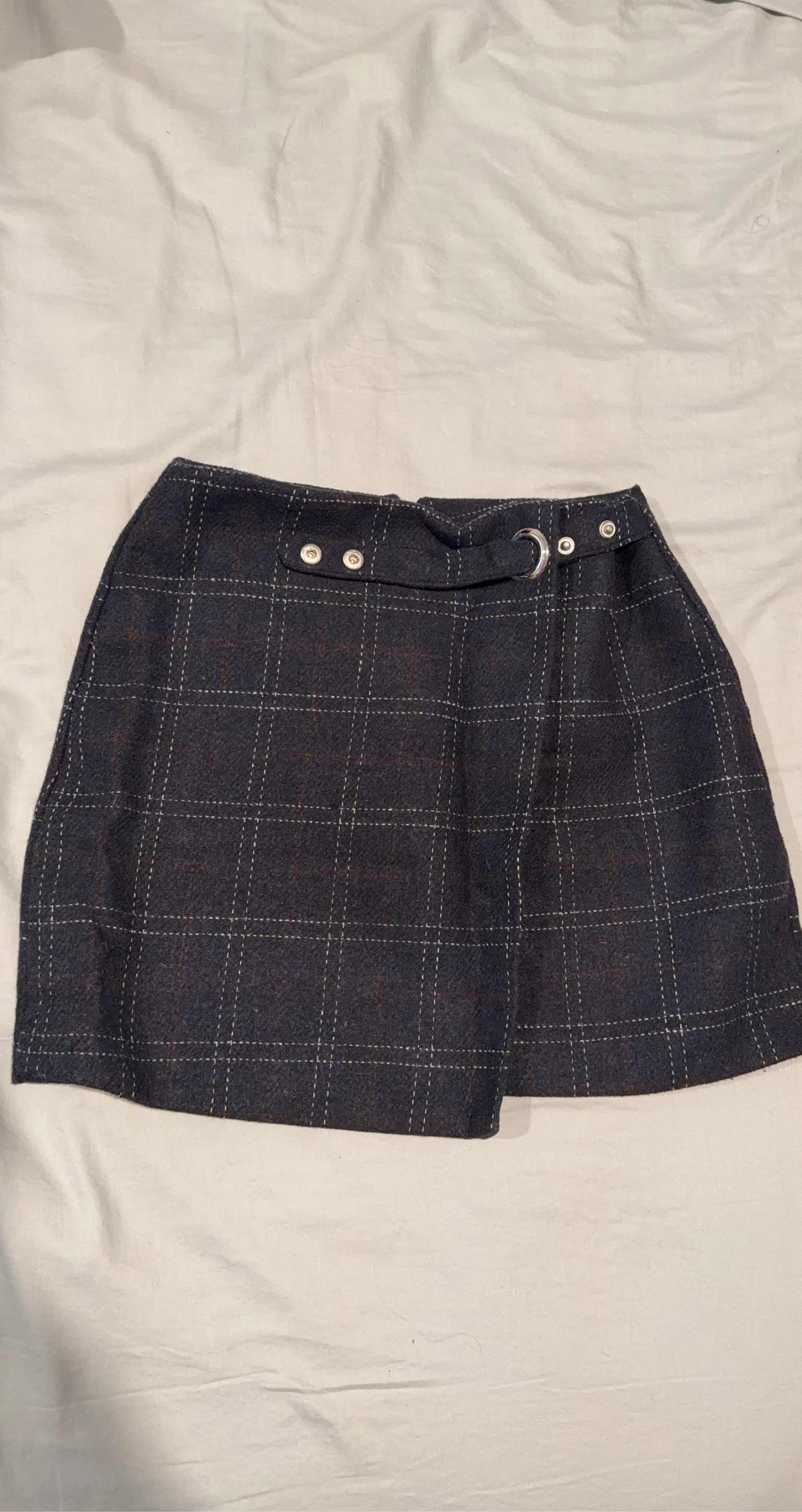 Women's Plaid Wrap Skirt with Belt Detail