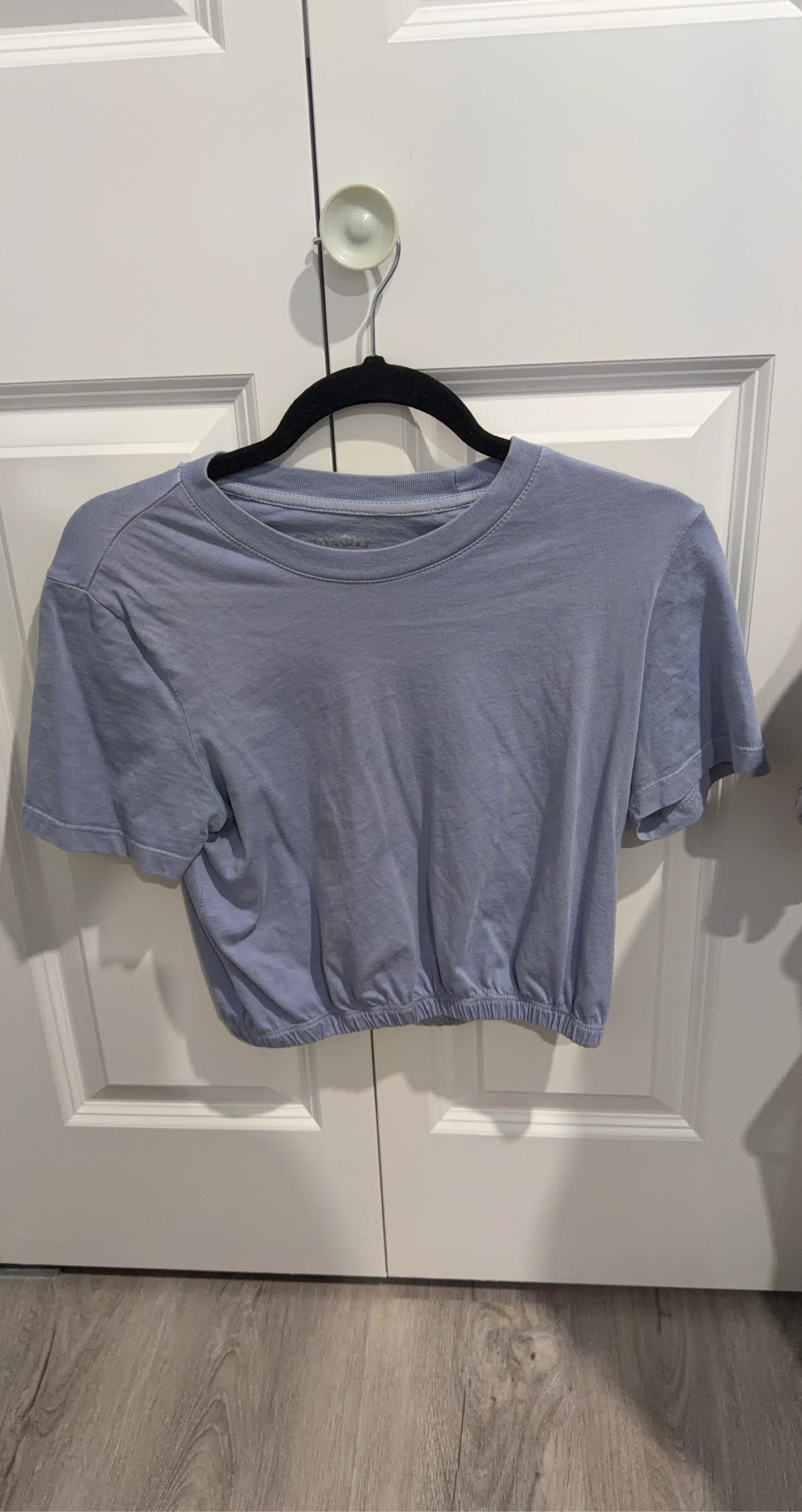 Light Blue Crew Neck Cropped T-Shirt