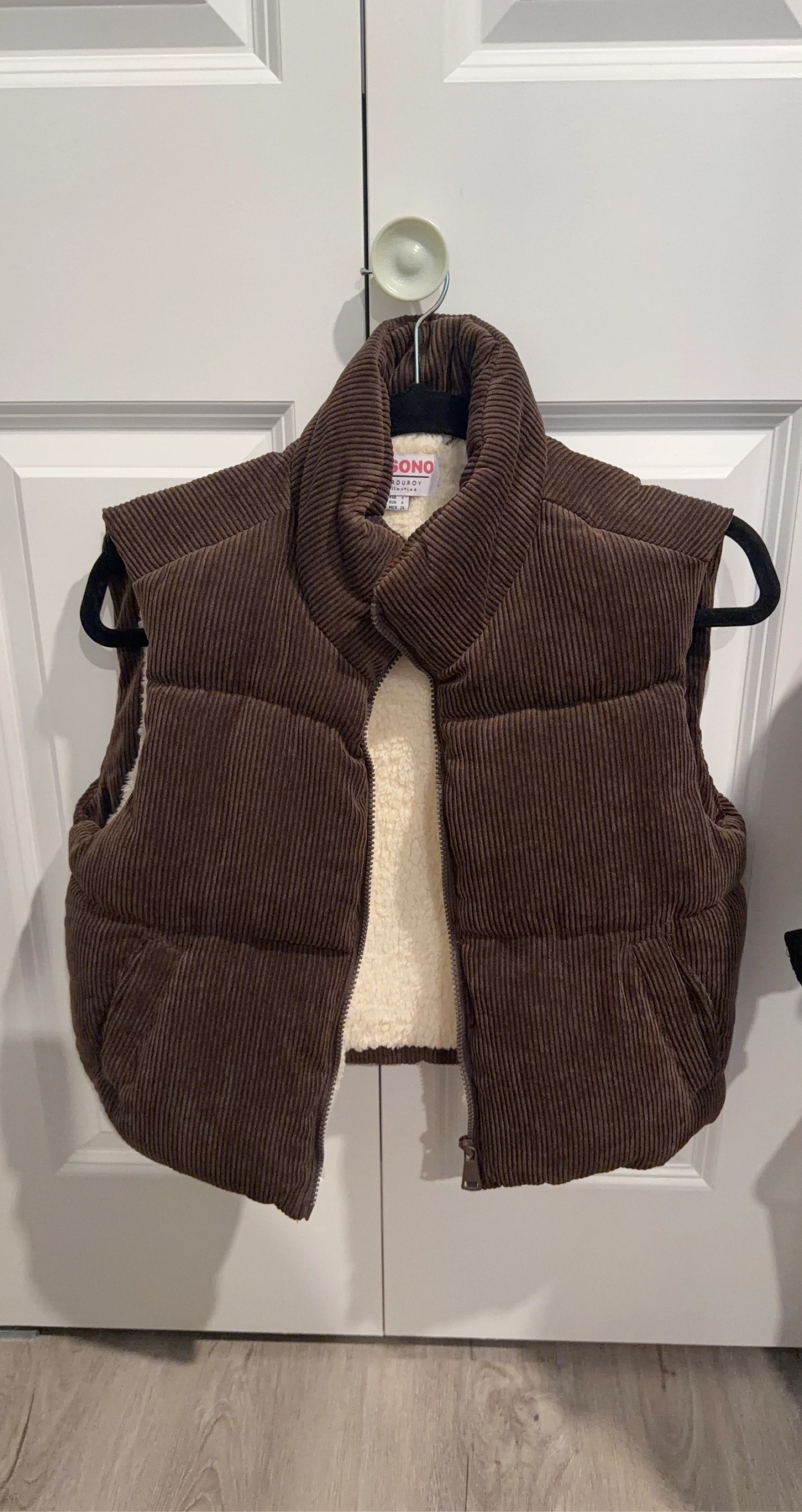 Bono Corduroy Puffer Vest - Brown - Size S