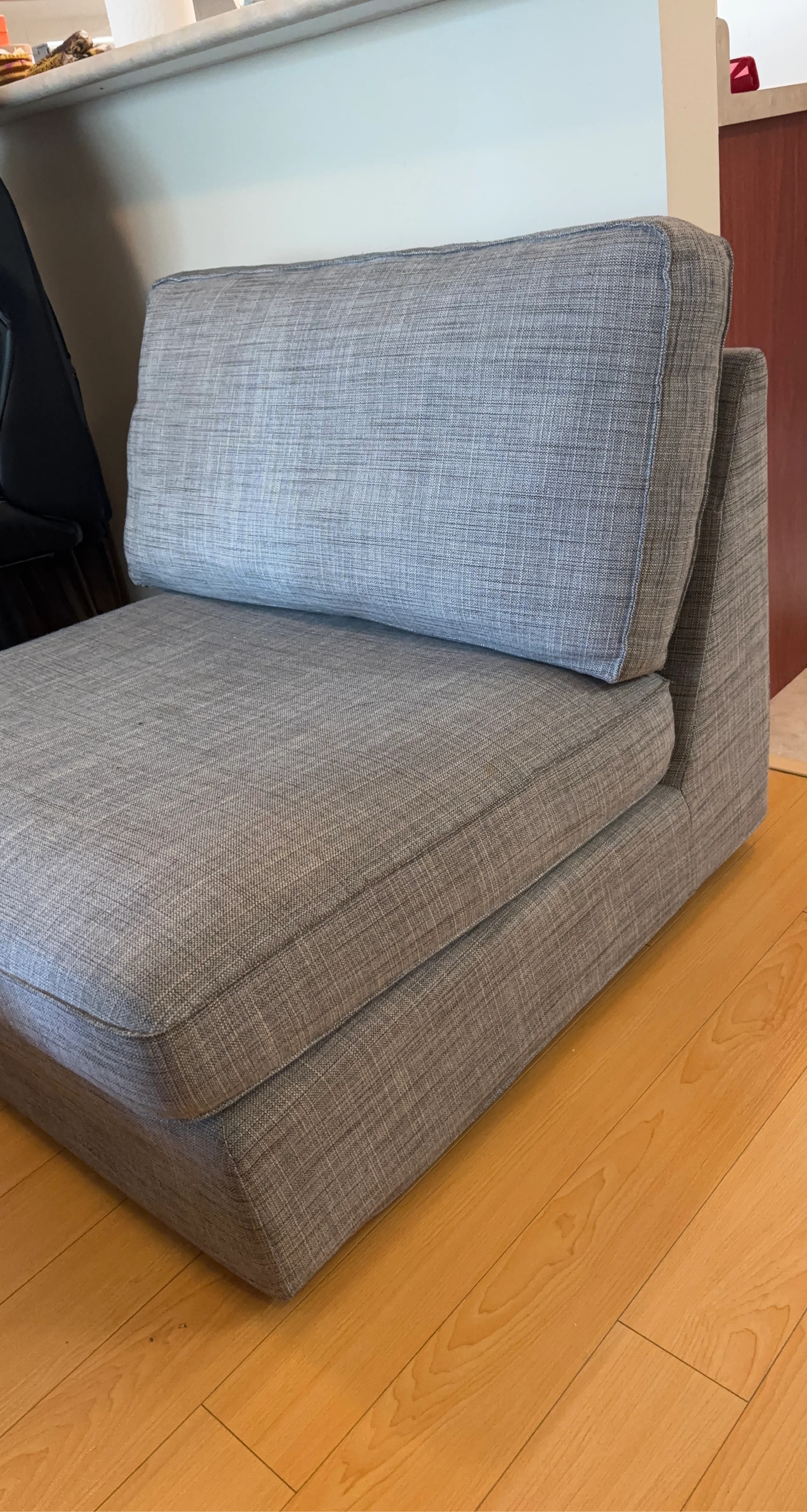 Grey Fabric Armless Chair / Accent Chair