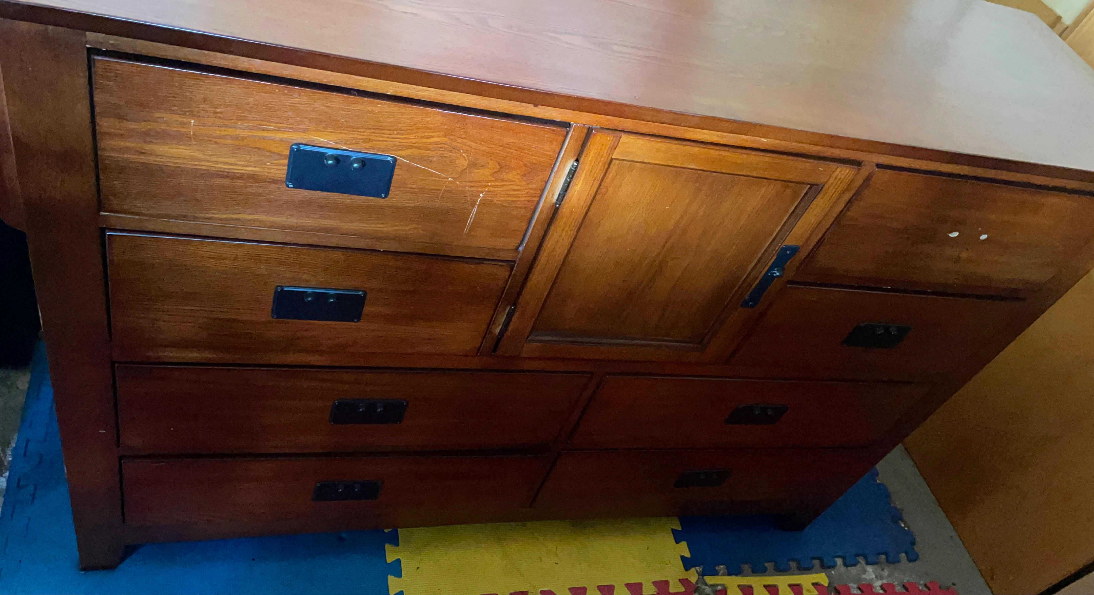 Wooden Dresser with Drawers and Cabinet